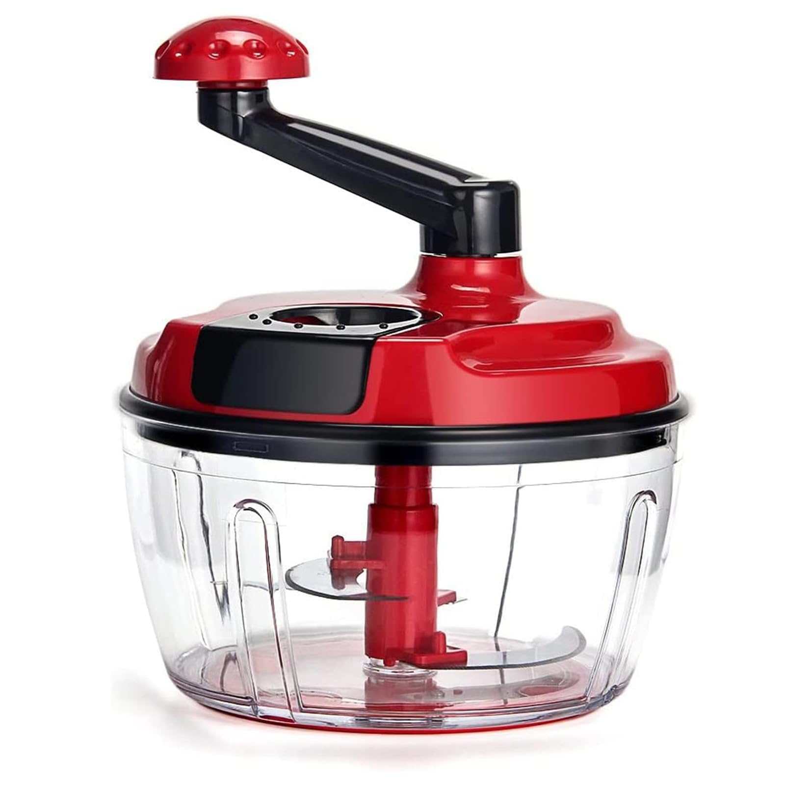 8 Cup Manual Food Processor - Hand Crank Chopper & Mincer Blender with Clear Container for Vegetables, Meat, Fruits, Onions - Perfect for Meal Prep, Camping & Small Kitchens