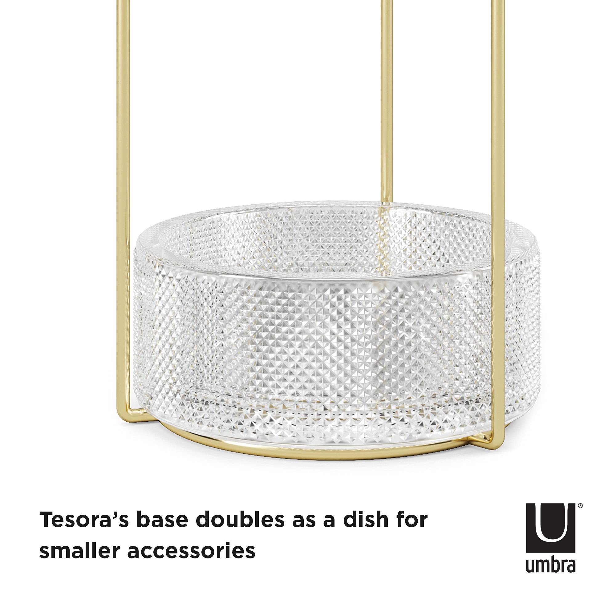 Umbra Tesora Jewelry Organizer Stand with Glass Base - Elegant Jewelry Display for Necklaces, Rings & Bracelets - Perfect for Bedroom, Bathroom & Closet Organization