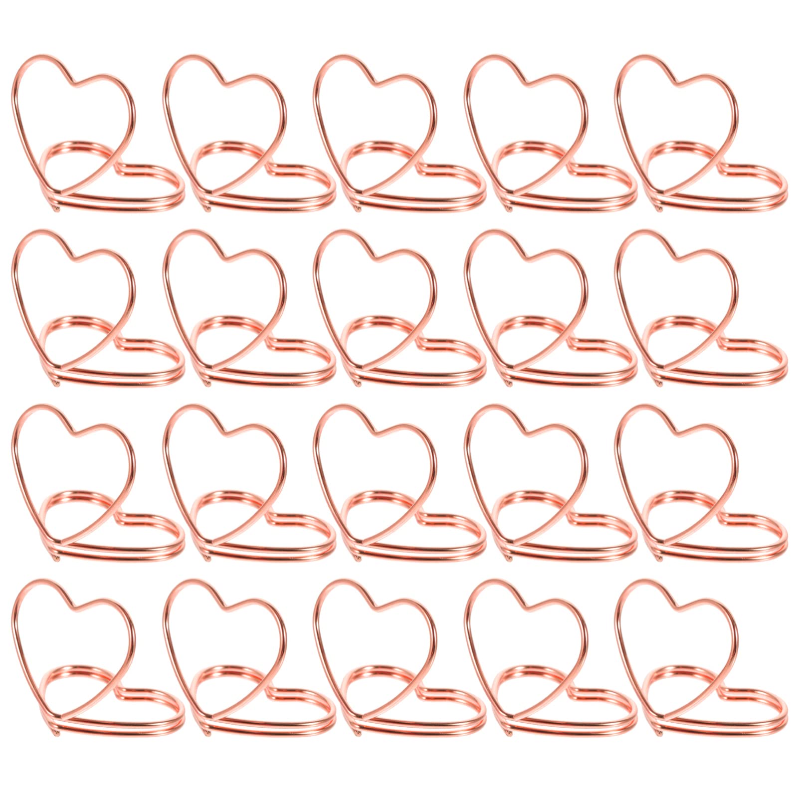 HEMOTON 20Pcs Rose Gold Wedding Table Holders - Heart Shaped Photo Clips, Table Number & Name Card Holders for Wedding Banquet, Reception, Bridal Shower - Elegant Desktop Memo Stand for Photos, Place Cards & Decorations