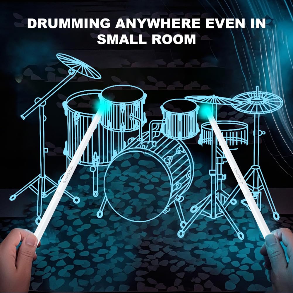 Electric Air Drum Sticks Set with Bluetooth Speaker, 8 Drum Sounds & Pedals - Portable Silent Practice Kit for Beginner Drummers - Perfect for Home Practice, Studio Sessions & Musical Gift Ideas