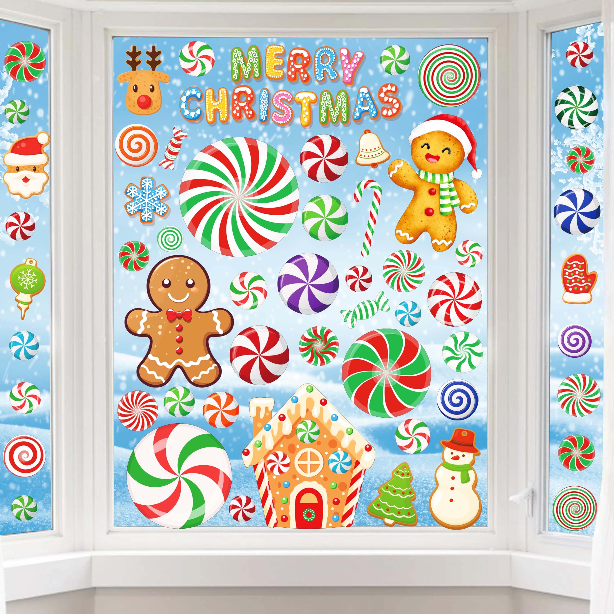 Festive Christmas Candy Cane Window Clings - Holiday Window Stickers & Decals for Home, School, Office Decor (Set of 24) - Perfect for Glass Doors, Windows, Classrooms & Holiday Party Decorations