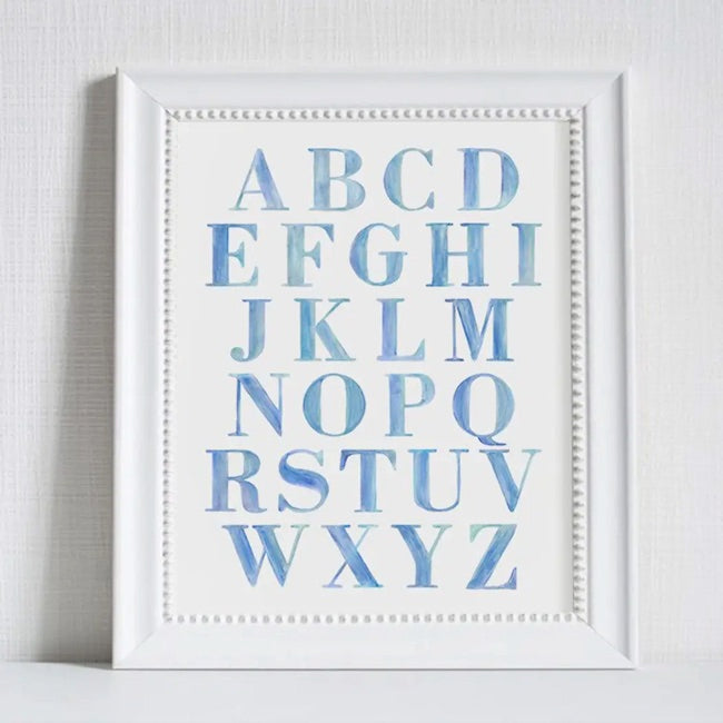 LoveLight Watercolor Alphabet Art Print - Nursery Decor, Kids Room Wall Art, Educational Alphabet Chart for Toddlers & Preschoolers