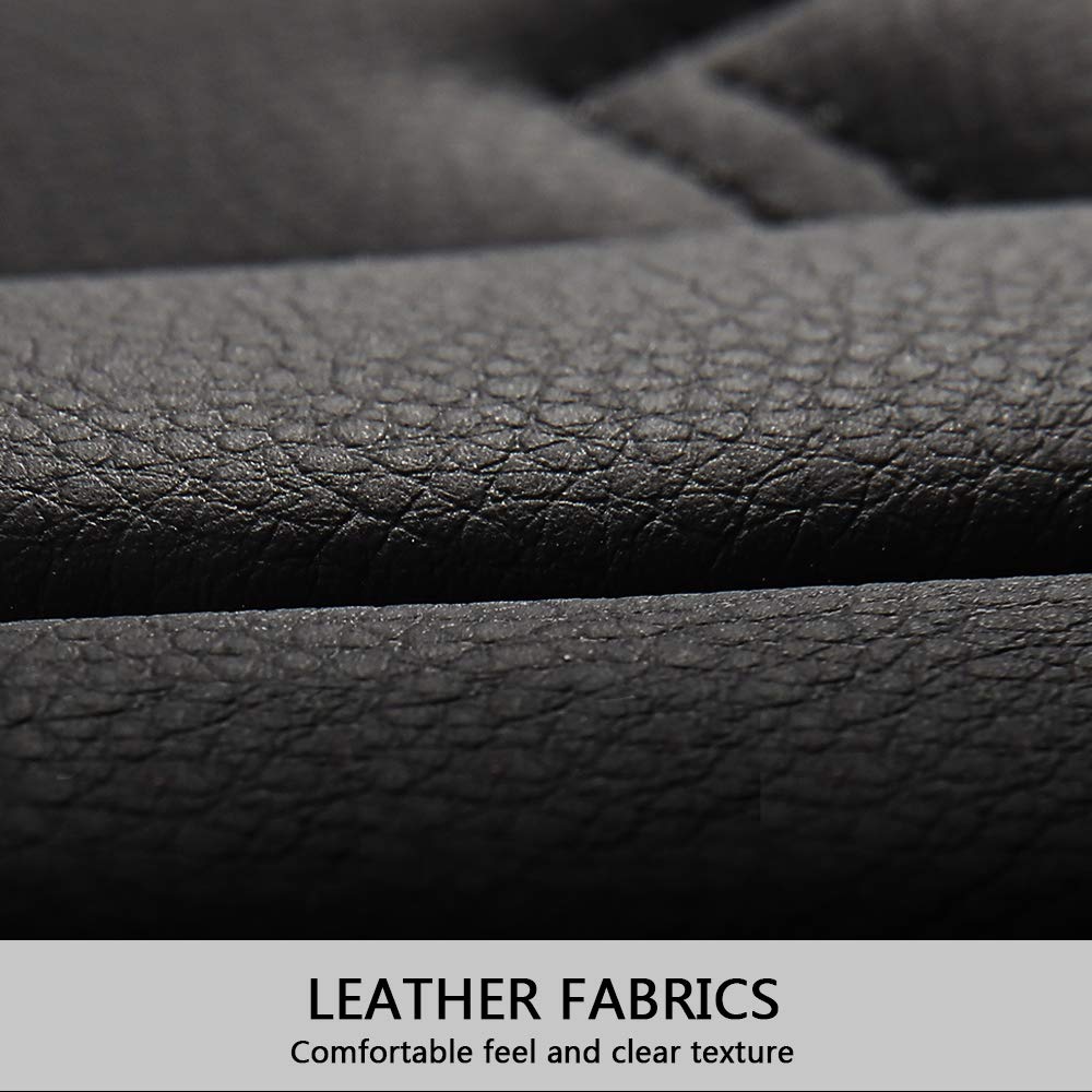 Premium Leather Car Seat Covers Full Set - 5-Piece Waterproof Auto Seat Protectors for Sedans, SUVs & Trucks | Front & Rear Cushion Covers (Black & Red) | Perfect for Daily Commute, Road Trips & Family Protection