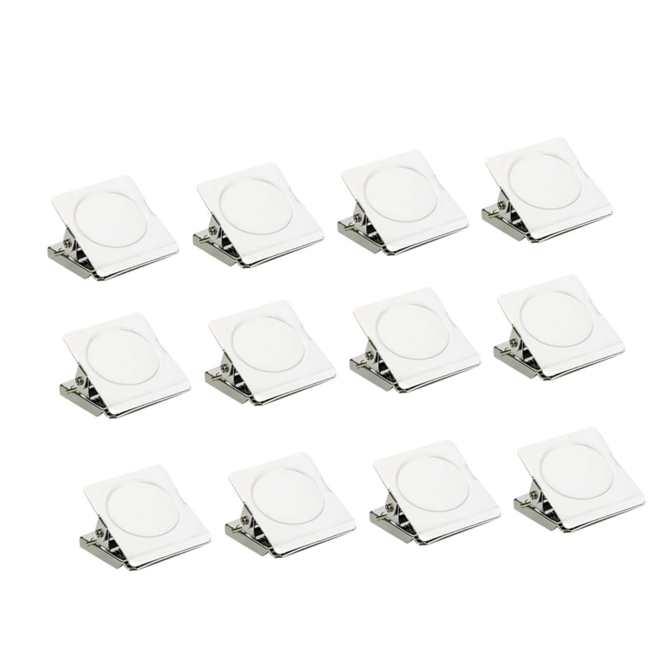 STOBOK 12pcs Stainless Steel Square Clips - Strong Metal Fridge Magnets for Office, Kitchen & Home Organization - Perfect for Photos, Notes & Recipes