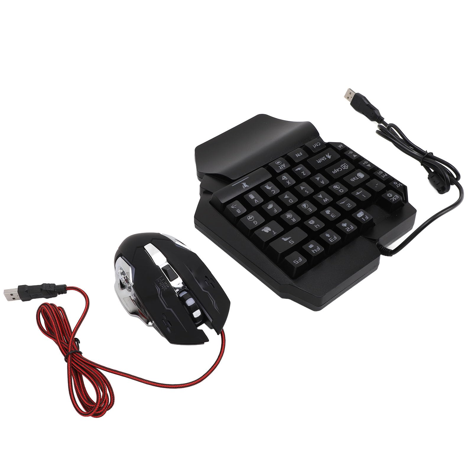 One-Handed Gaming Keyboard and Mouse Combo - RGB Backlit Wired Mini Keyboard with 3-in-1 Mobile Game Controller | Perfect for PC, PS4, Xbox Gaming at Home, Dorm, Travel & Esports Tournaments