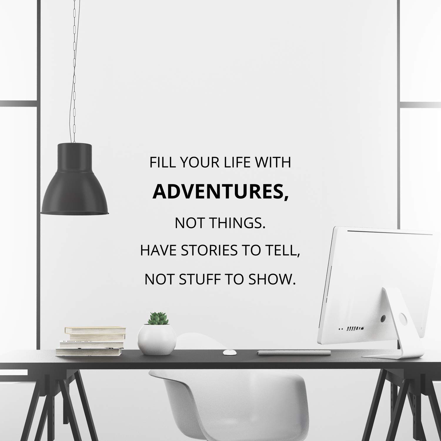 Large Inspirational Wall Decal Sticker - Fill Your Life with Adventures Not Things - Motivational Quote Vinyl Art for Office, School, Classroom & Gym Decor - Perfect for Home, Work & Fitness Spaces