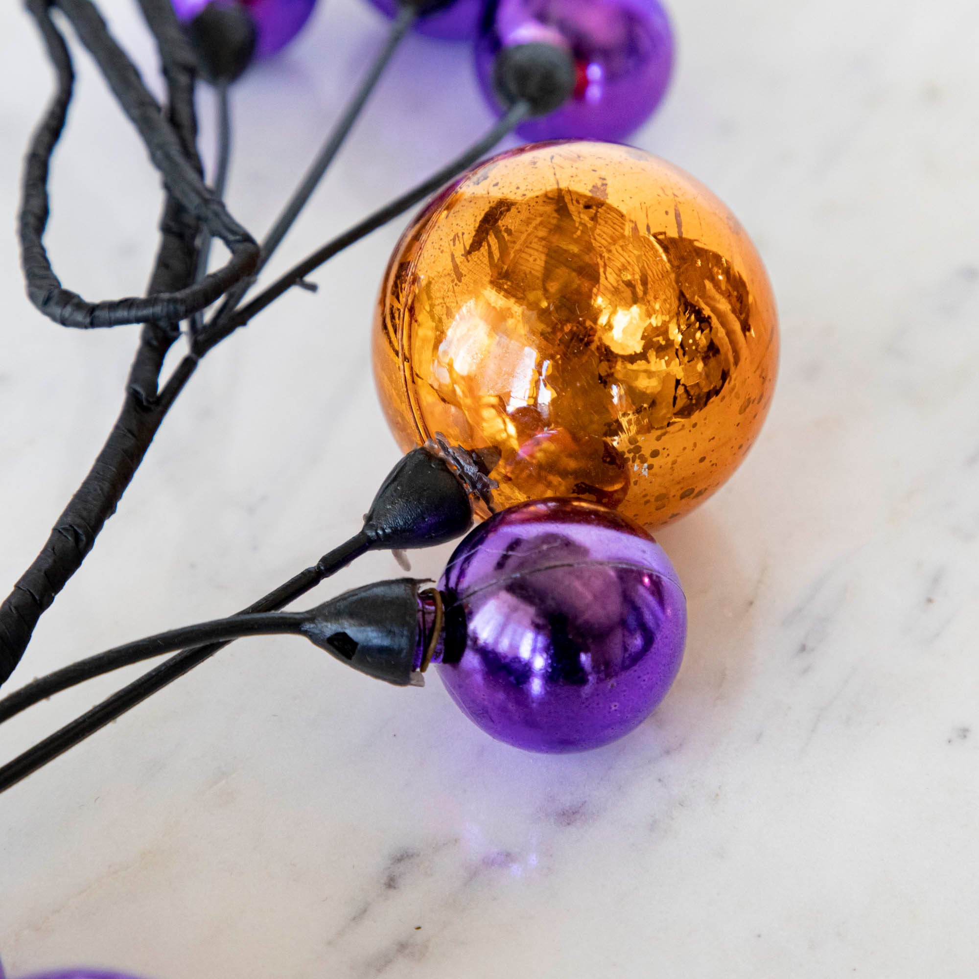 58ft Halloween Ball Garland Decorations - Orange & Black Party Supplies for Spooky Home, Porch, and Outdoor Halloween Decor