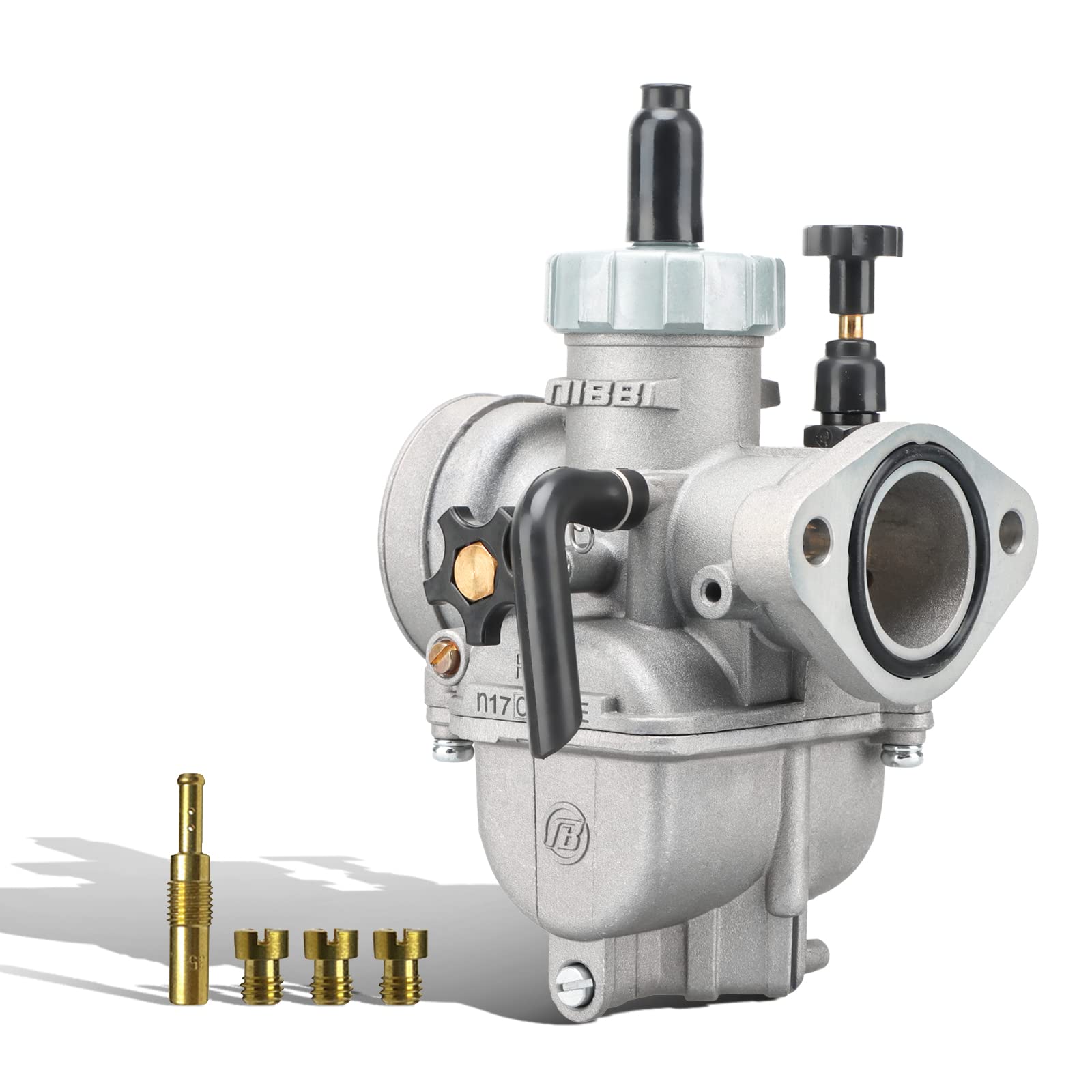 NIBBI PE17mm Carburetor for 80cc-100cc Flange Motorcycle Engine - Compatible with Dirt Bikes, Mini Bikes, Apollo Dirt Bikes & TAOTAO Scooters - High Performance Carb Jets Included - Perfect for Off-Road Racing & Engine Tuning