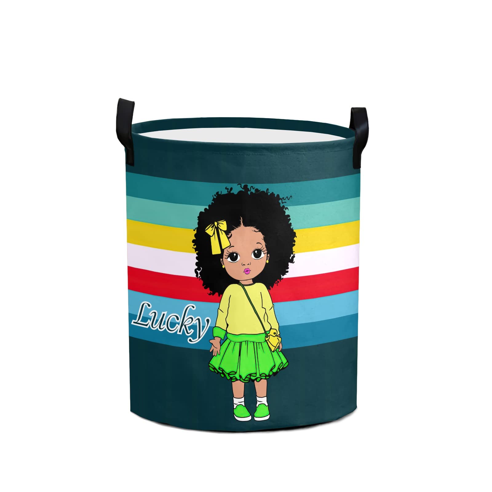 Personalized Striped Laundry Basket - Large Foldable Hamper for Kids' Clothes & Toys