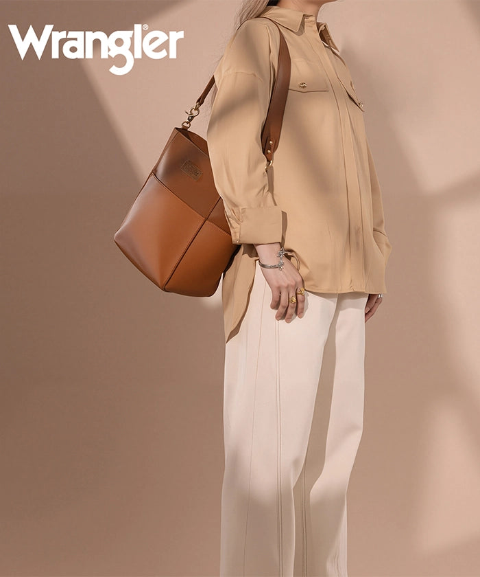 Wrangler Cow Print Crossbody Bucket Bag for Women - Stylish Western Handbag with Adjustable Strap - Perfect for Daily Use, Travel & Country Music Festivals