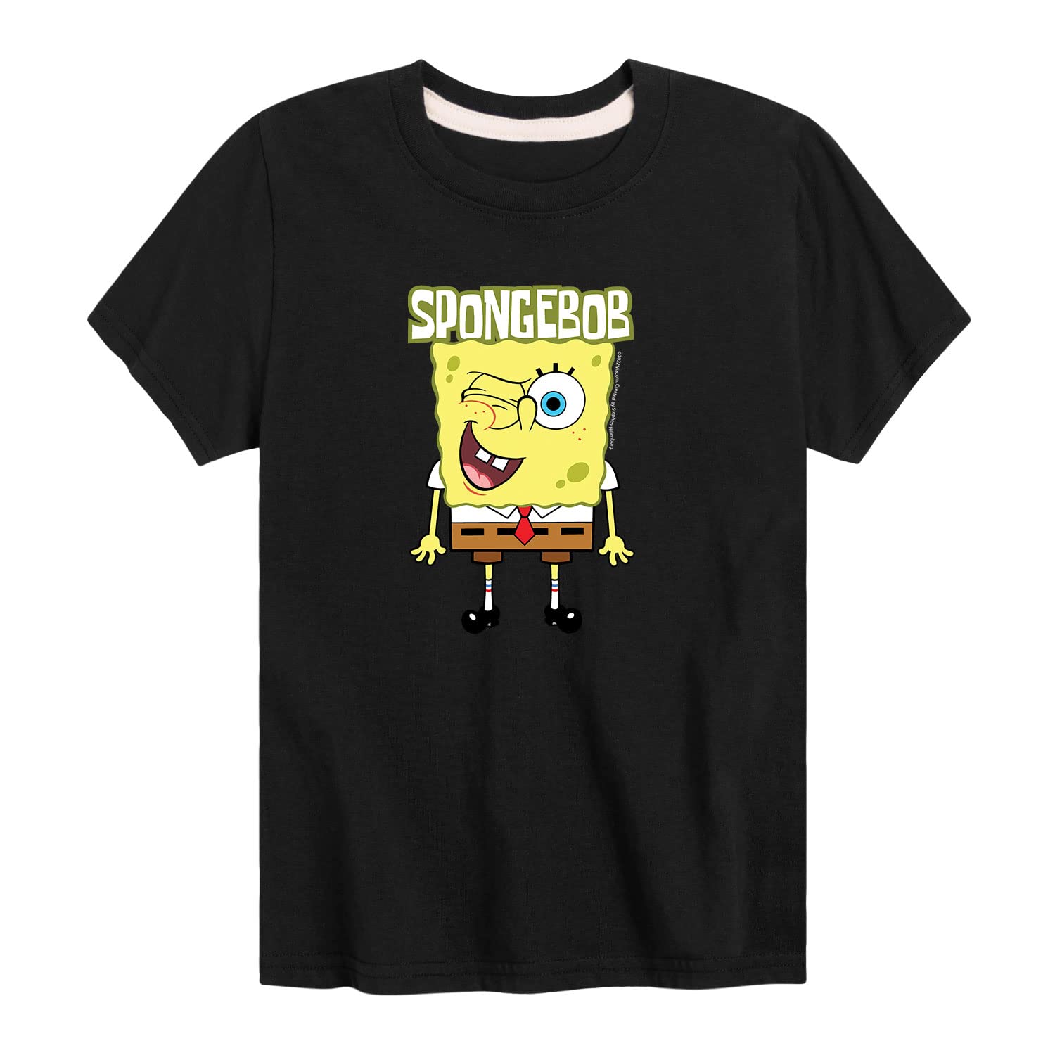 Spongebob Squarepants Wink Face Graphic T-Shirt for Toddlers & Kids - Soft Cotton Short Sleeve Tee - Perfect for Playdates, Birthday Parties & Casual Wear