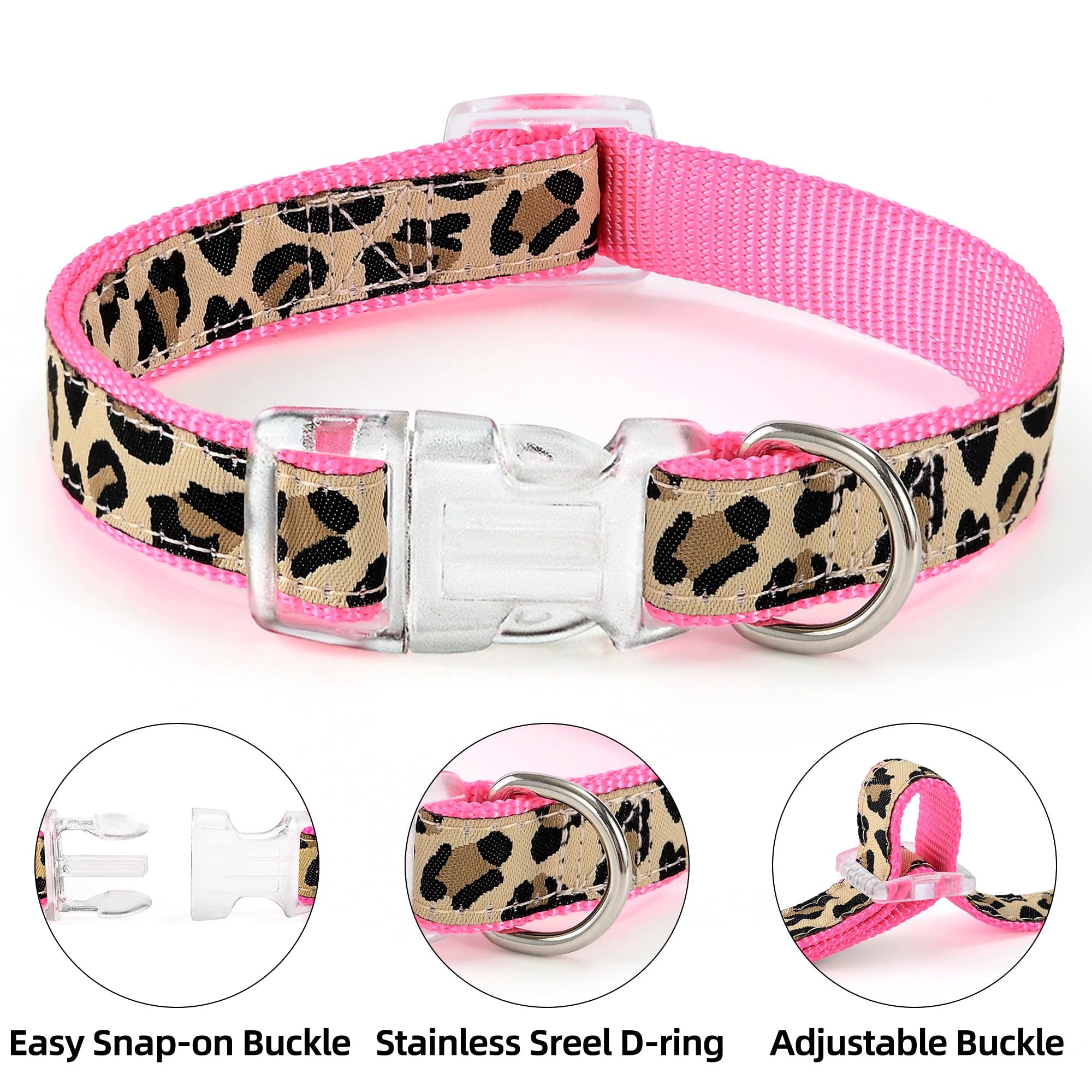 Mile High Life Dog Collar, Harness and Leash Set - Leopard Print Pet Accessories for Small Medium Large Dogs | Adjustable & Durable Walking Gear for Daily Walks, Training, Outdoor Adventures