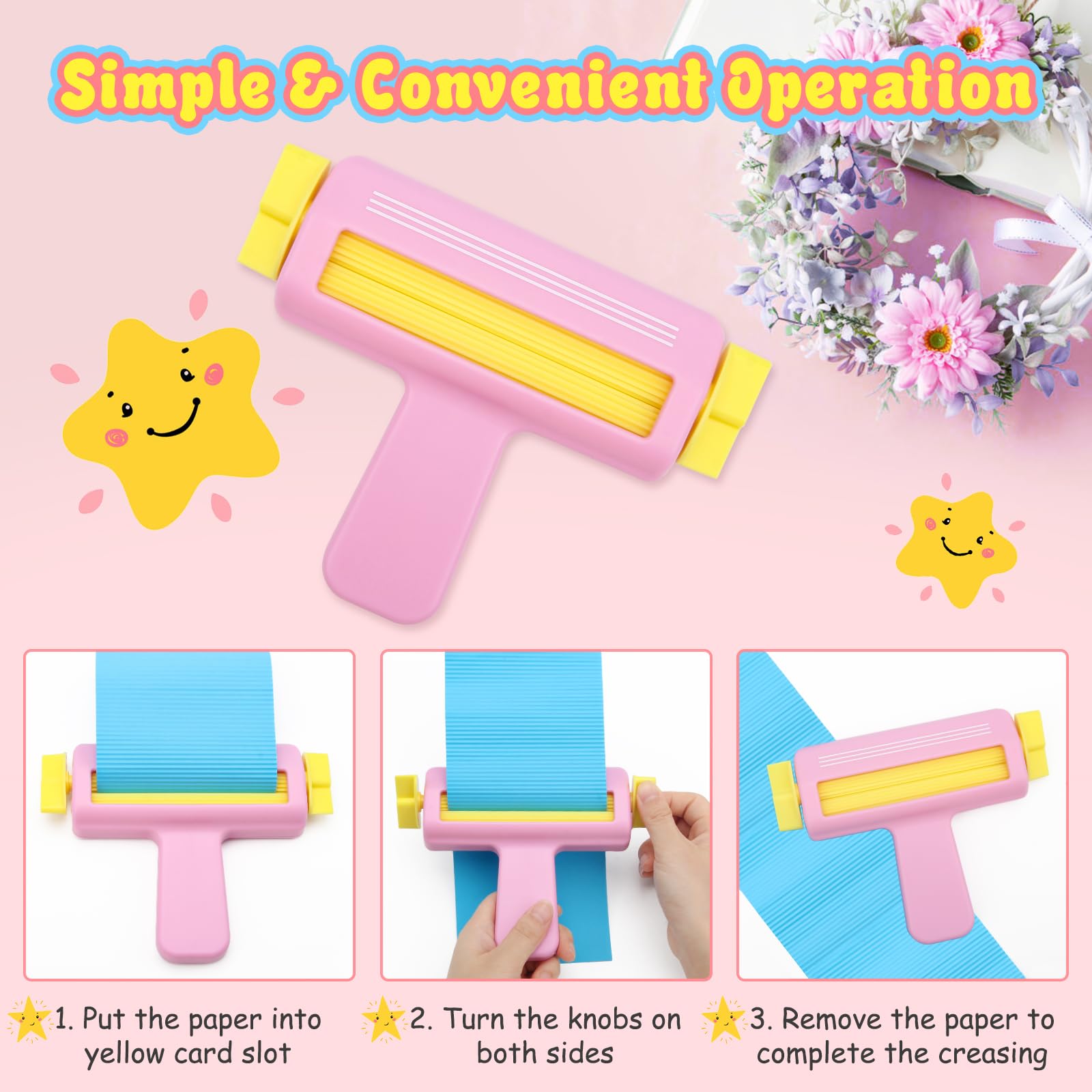 Pletpet Pink Paper Crimper Tool for DIY Crafts - Wave Shape Maker for Card Stock, Scrapbooking & Decoration - Perfect for Handmade Greeting Cards, Gift Wrapping & School Projects