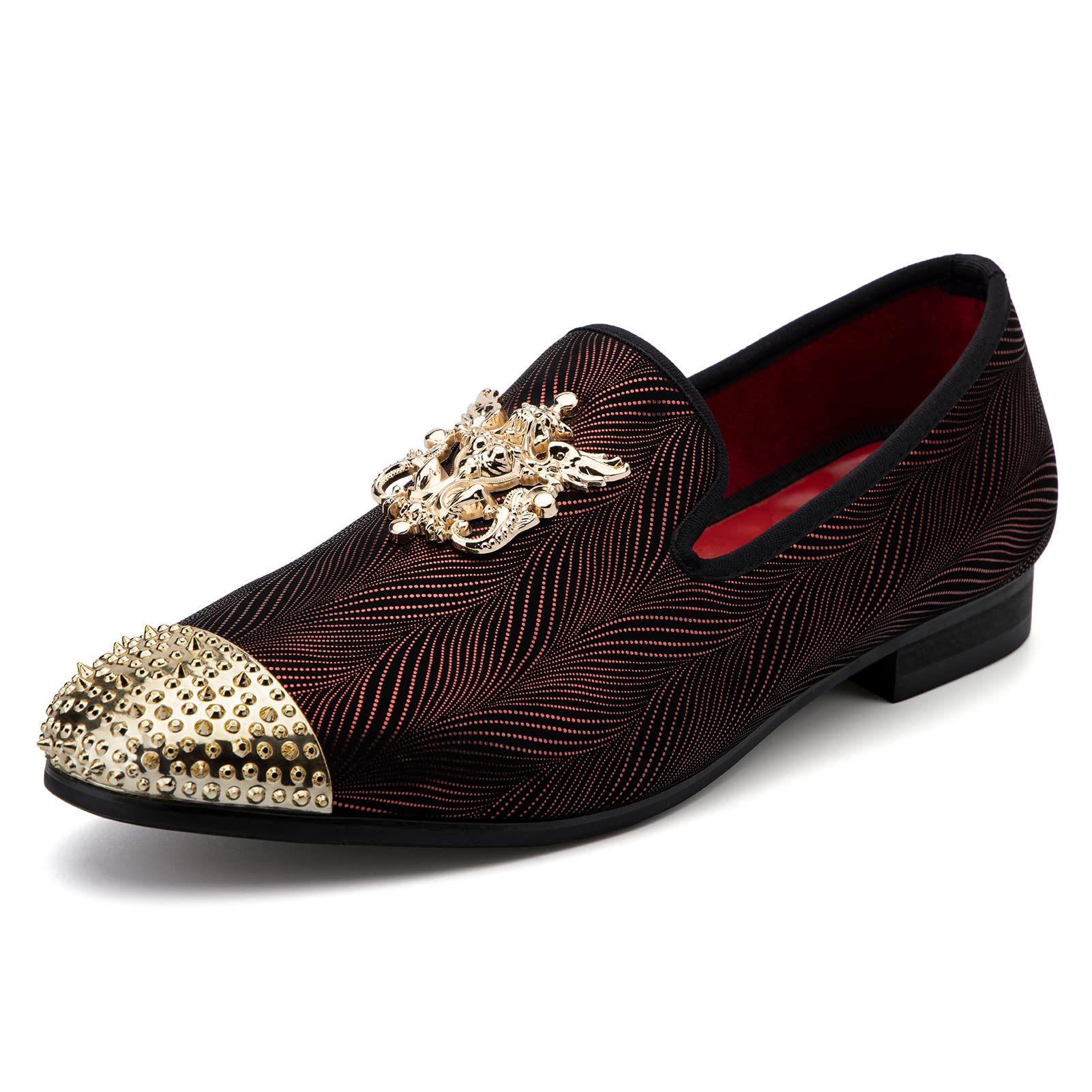 Luxury Men's Velvet Loafers with Metal Embellishments - Formal Dress Shoes for Weddings, Parties & Business Events - Comfortable Slip-On Loafers for Elegant Occasions