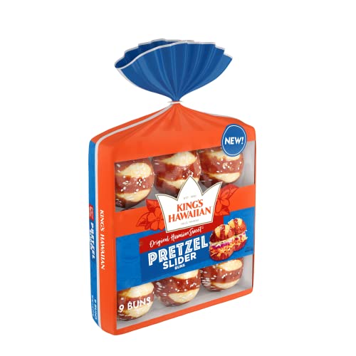 King's Hawaiian Original Sweet Pretzel Slider Buns - 9 Count (Pack of 3) - Soft Hawaiian Bread Rolls for Sandwiches, Burgers & Party Snacks