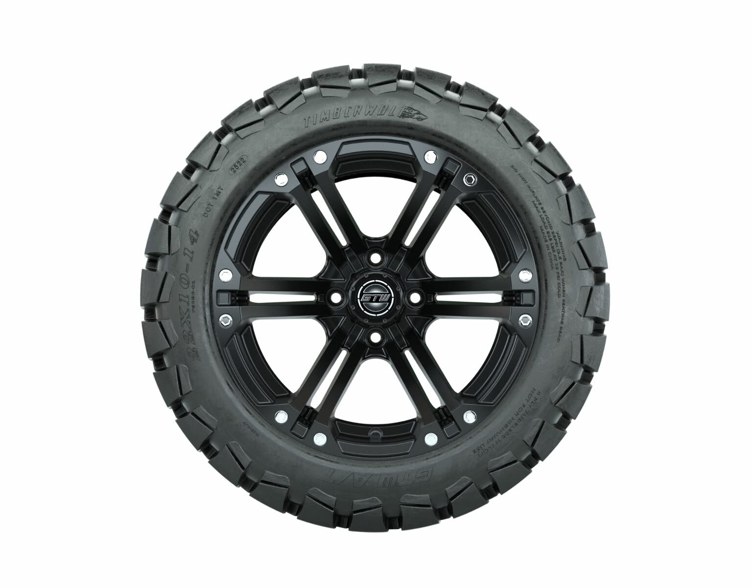 GTW 14 Inch Golf Cart Wheels and Tires Combo Set of 4 - Matte Black Specter Wheels with 22x10-14 Timberwolf All Terrain Tires | Premium Off-Road Performance for Golf Carts & Utility Vehicles | Perfect for Hunting, Camping & Outdoor Adventures