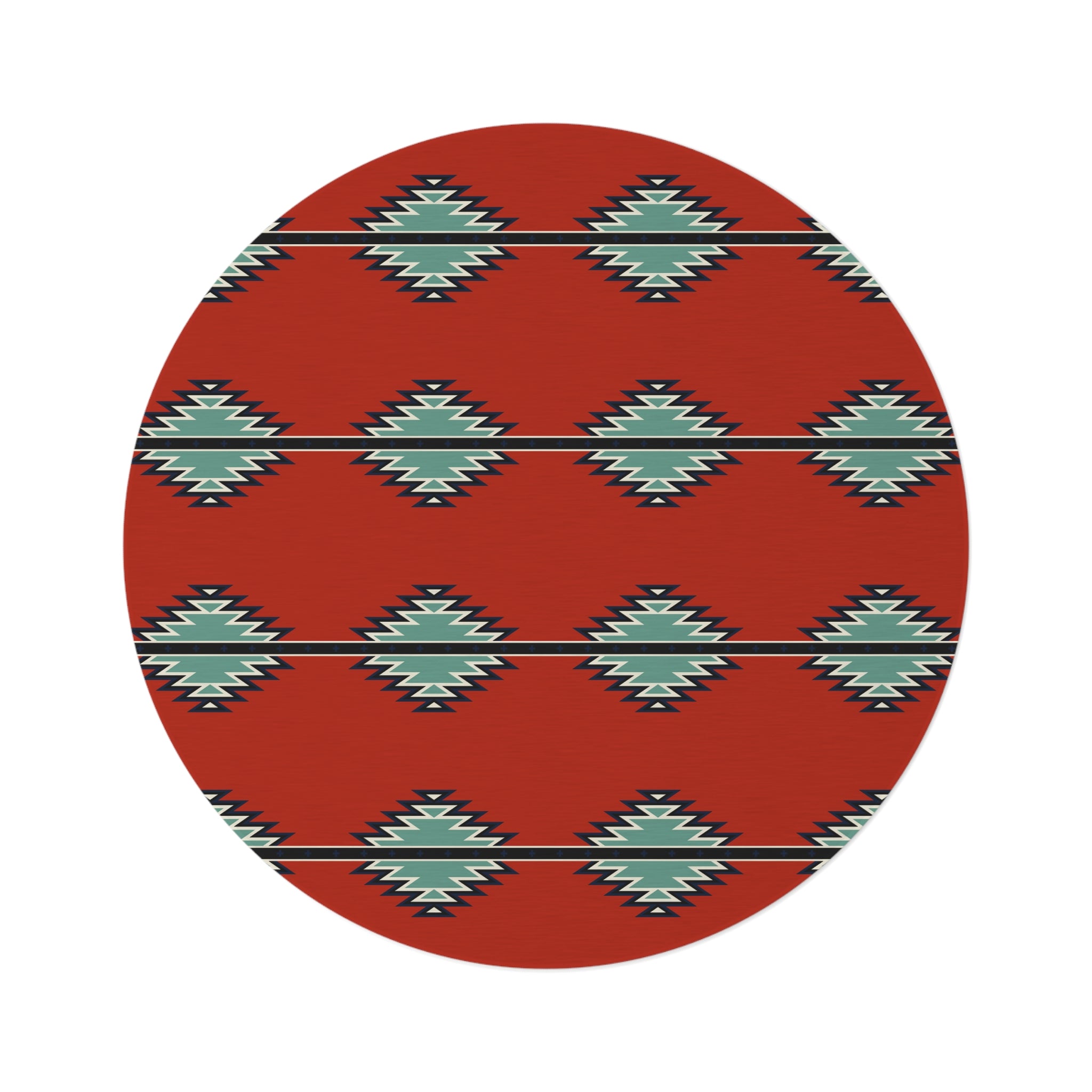 Southwestern Round Rug with Reds River Print - Soft Polyester Chenille - Perfect for Living Room, Bedroom, or Entryway Decor