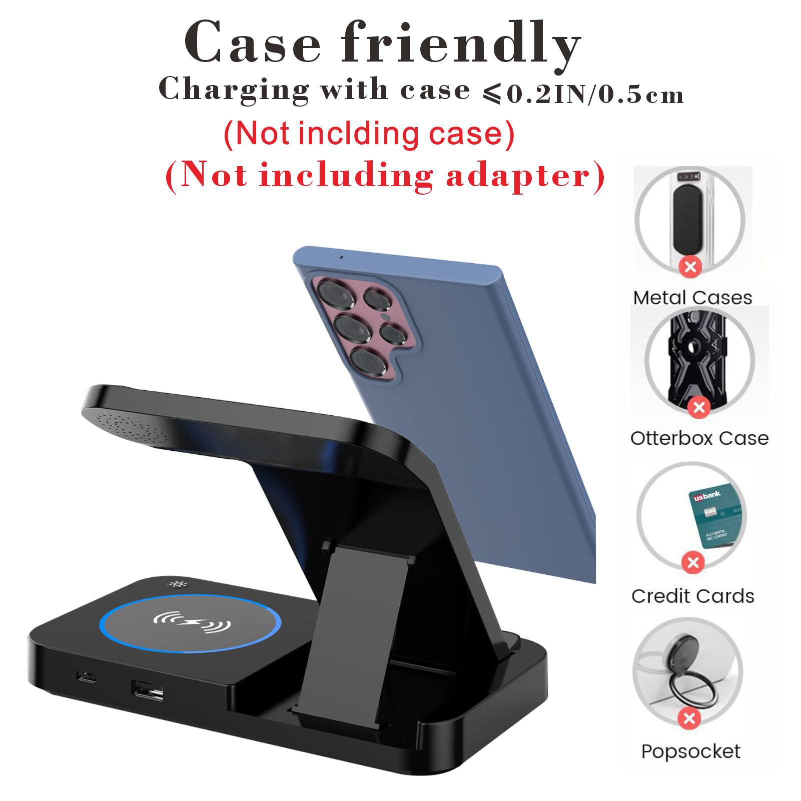 3-in-1 Foldable Fast Wireless Charging Station for Samsung Galaxy Z Flip 5/4, Z Fold 5/4, S24/S23/S22 Ultra, Watch 6/5/4 & Buds - Multi-Device Charger Stand for Home, Office & Travel