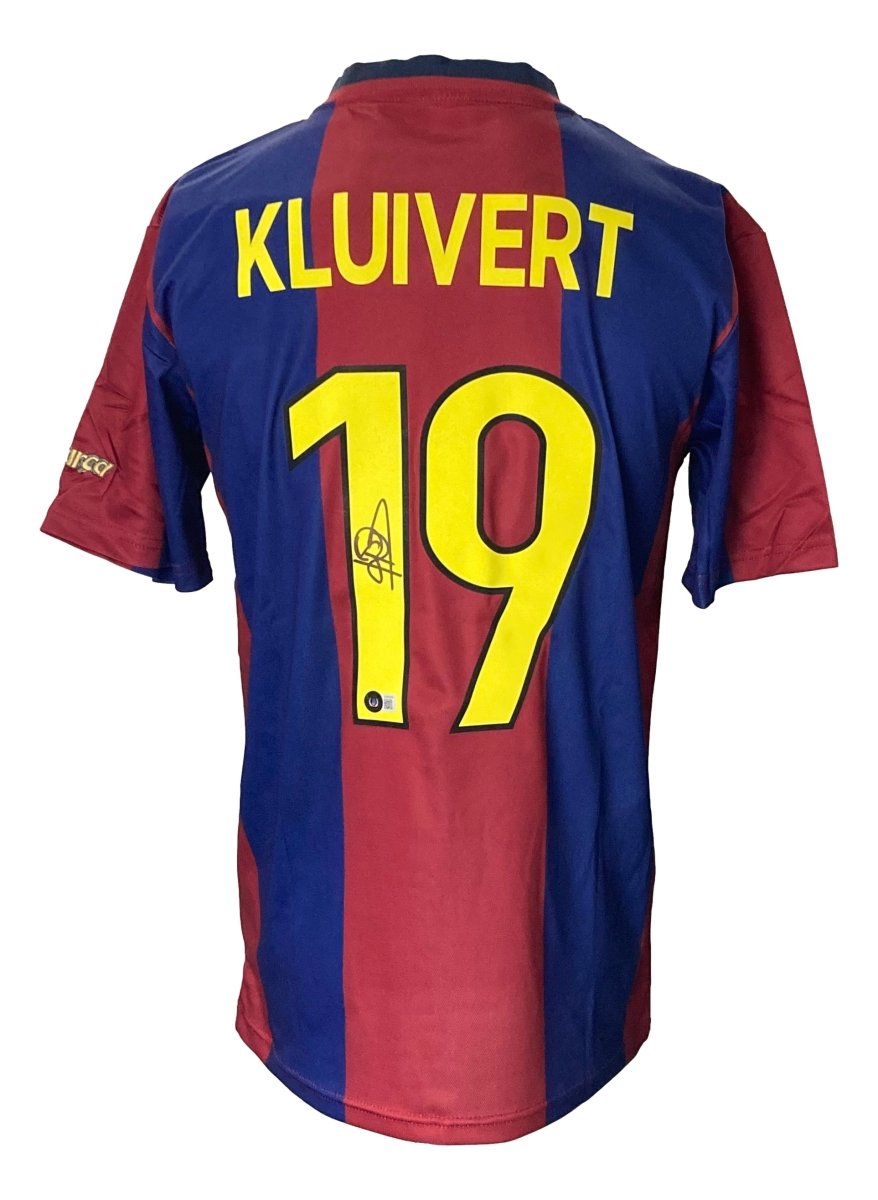Patrick Kluivert Autographed Barcelona FC Nike Soccer Jersey - Authentic Signed Football Shirt for Collectors & Fans - Perfect for Memorabilia Displays & Sports Enthusiasts