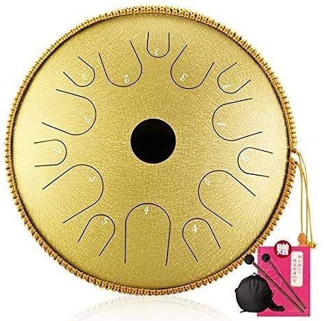 14 Inch Steel Tongue Drum with Travel Bag & Mallets - 14-Note Percussion Instrument for Meditation, Yoga, Zen - Handpan Tank Drum for Relaxation, Sound Therapy & Music Performance (Black) - Perfect for Home, Studio & Outdoor Use