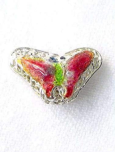 Lime & Cherry Cloisonne 16x10mm Butterfly Pendant Beads - 5pcs Jewelry Making Supplies for Necklace, Bracelet & DIY Craft Projects