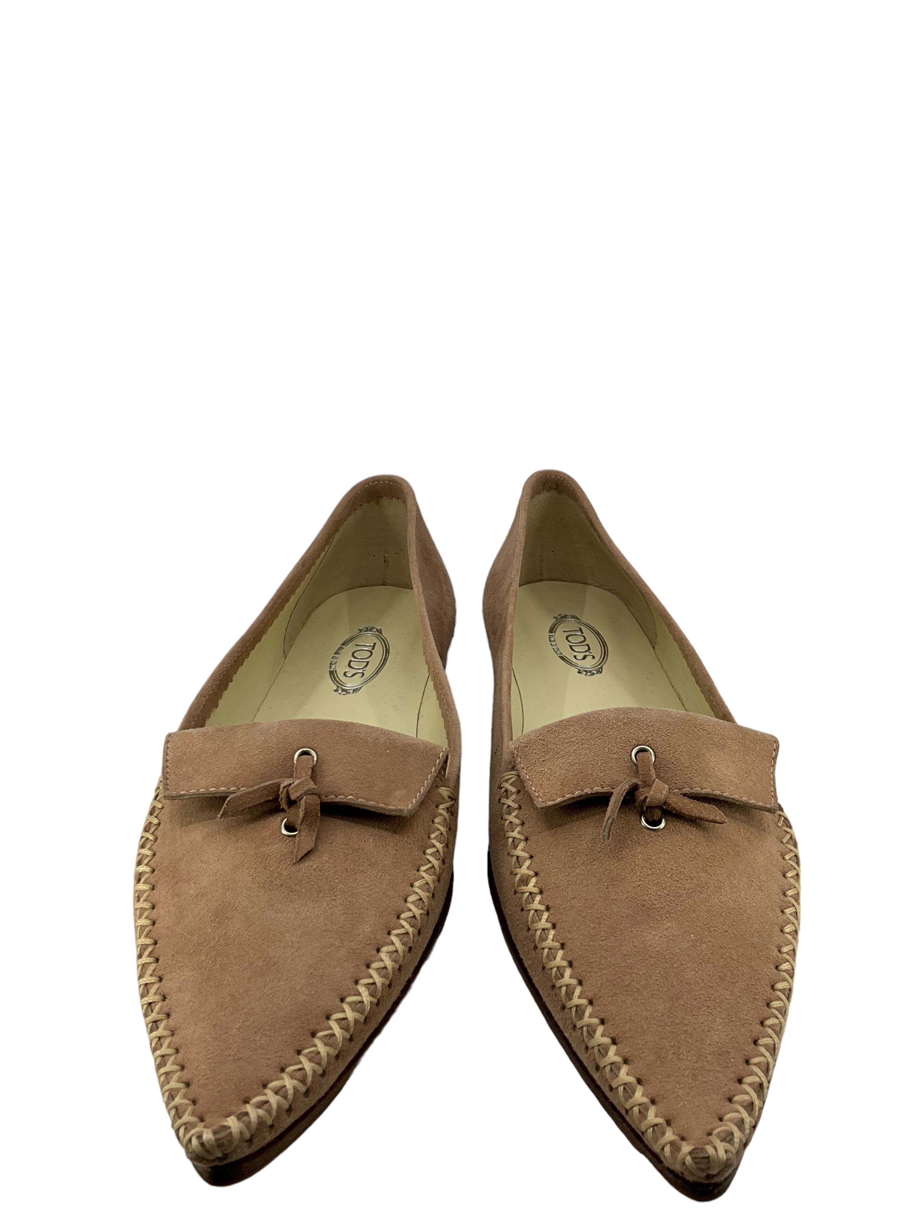 Tod's Pointed Toe Stitched Suede Loafers for Women - Size 8.5 US - Comfortable & Stylish Slip-On Shoes for Office, Business & Casual Wear