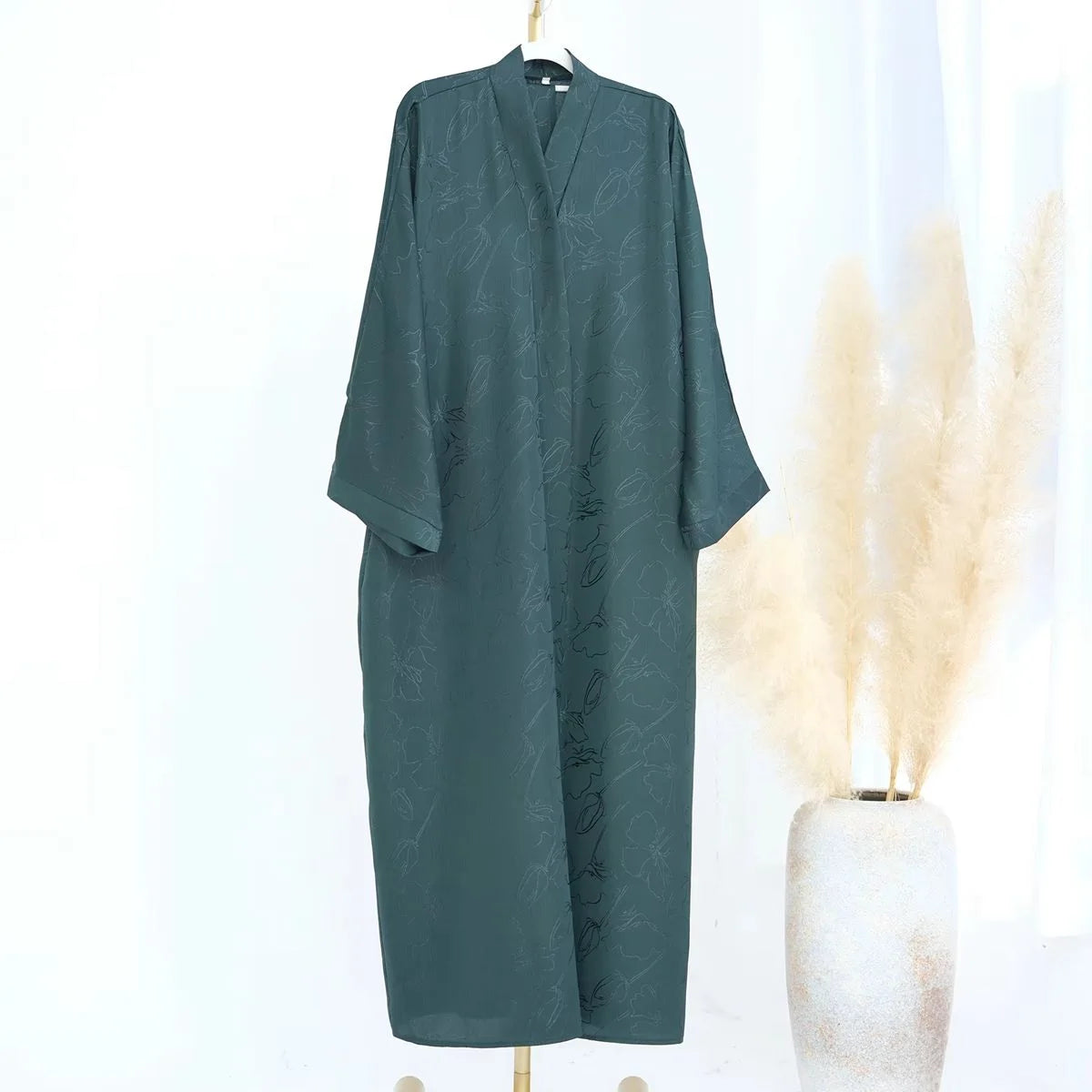 Elegant 3D Jacquard Satin Abaya Dress #25005 - Modest Islamic Clothing for Women, Special Occasions & Daily Wear