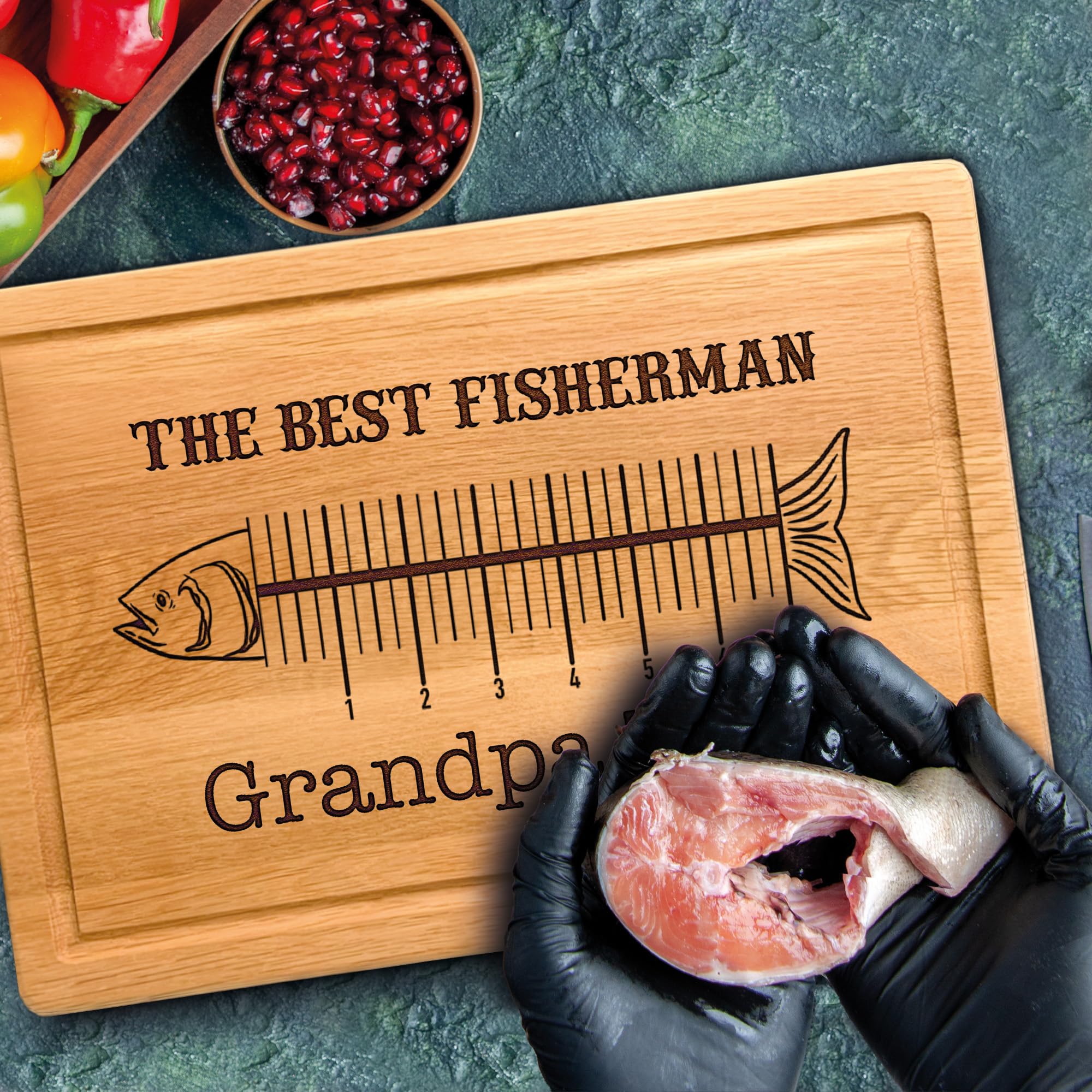 Custom Fish Cleaning Board - Personalized Wooden Cutting Board for Kitchen & Outdoor Use | Fishing, Camping, BBQ & Hunting Gifts for Men | Perfect Father's Day, Birthday Gift for Dad | Ideal for Home Cooking, Camping Trips & Backyard Grilling