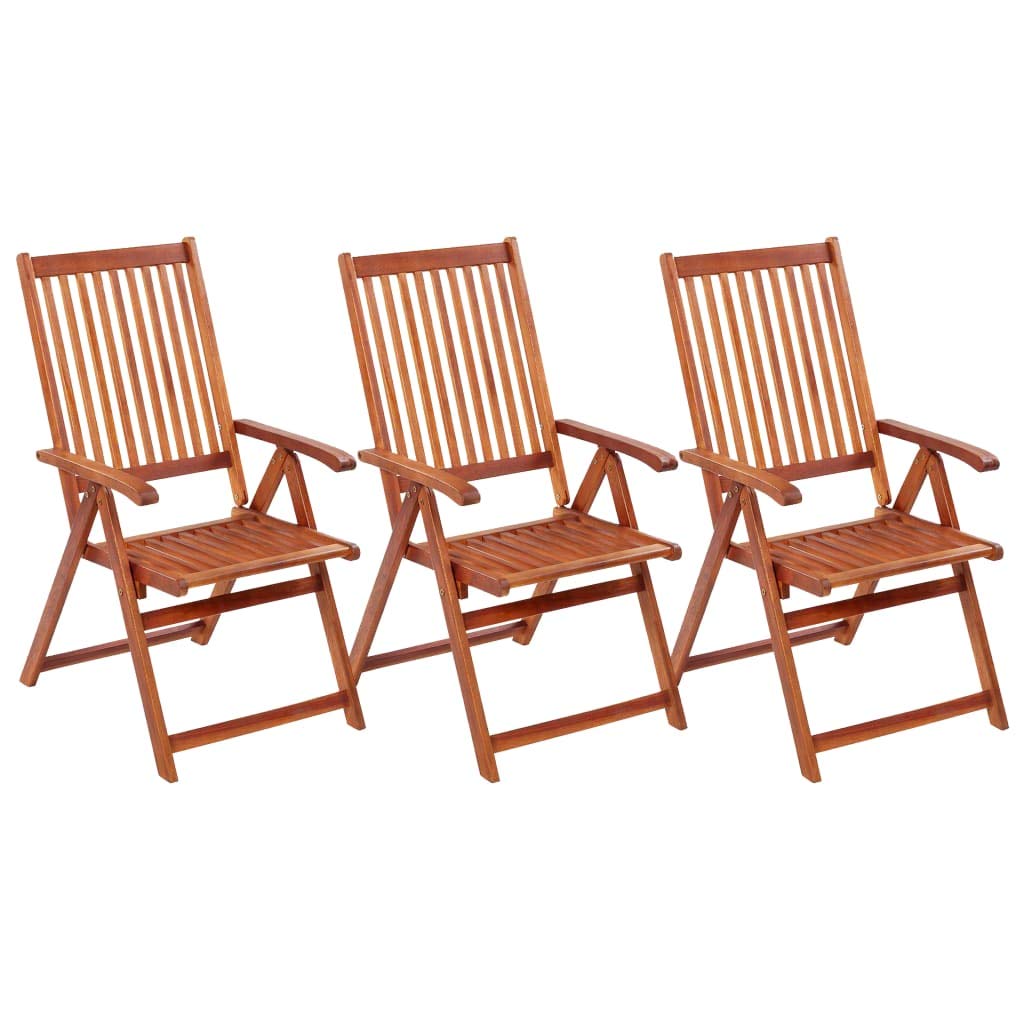 Stylish Acacia Wood Outdoor Patio Dining Chairs Set of 3 - Foldable Bistro Cafe Side Chairs for Kitchen, Garden & Restaurant Use