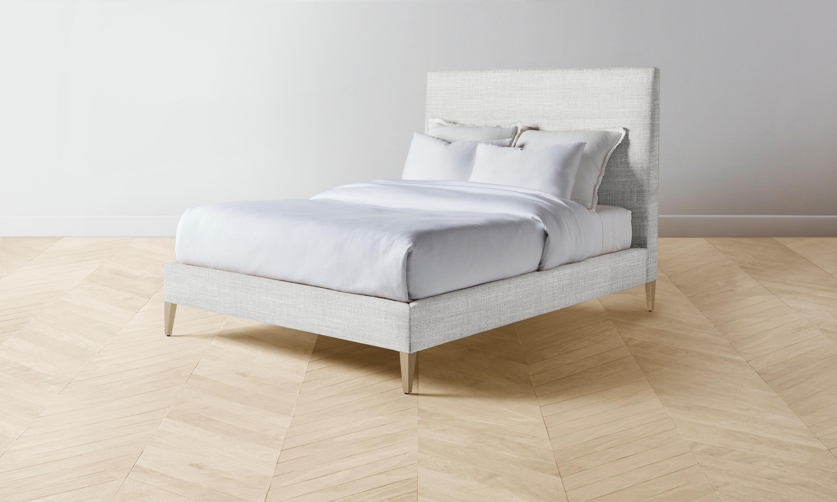 The Essex Bed - Premium Performance Textured Tweed Dove Upholstered Bed Frame - Perfect for Master Bedrooms & Guest Rooms