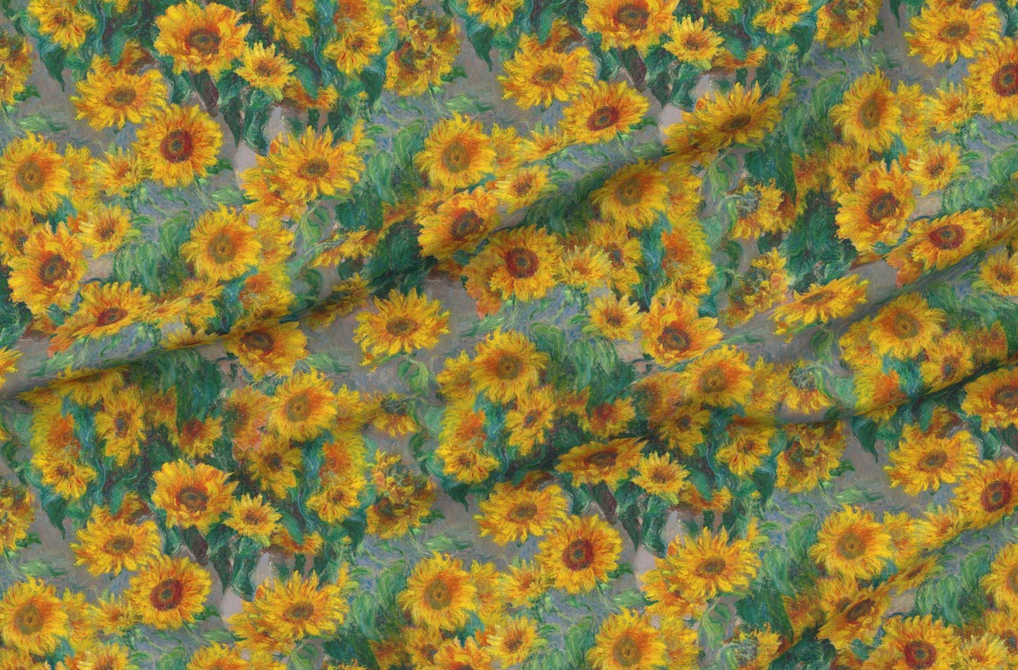 Monet Sunflowers Printed Minky Fabric by The Yard - Ultra Soft Plush Fabric for Sewing Baby Blankets, Quilt Backing & DIY Crafts - Home Decor, Nursery & Crafting Supplies - Perfect for Baby Gifts, Nursery Decor & Cozy Blankets