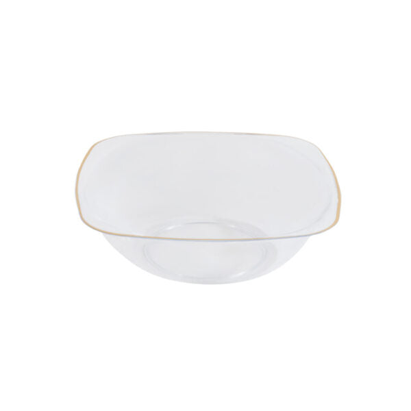 Clear and Gold 6 oz. Plastic Dessert Bowls 10 Pack - BPA Free Eco-Friendly Disposable Bowls for Parties, Ice Cream, Salads, and Snacks - Organic & Stylish Serving Bowls for Weddings, Picnics, and Events