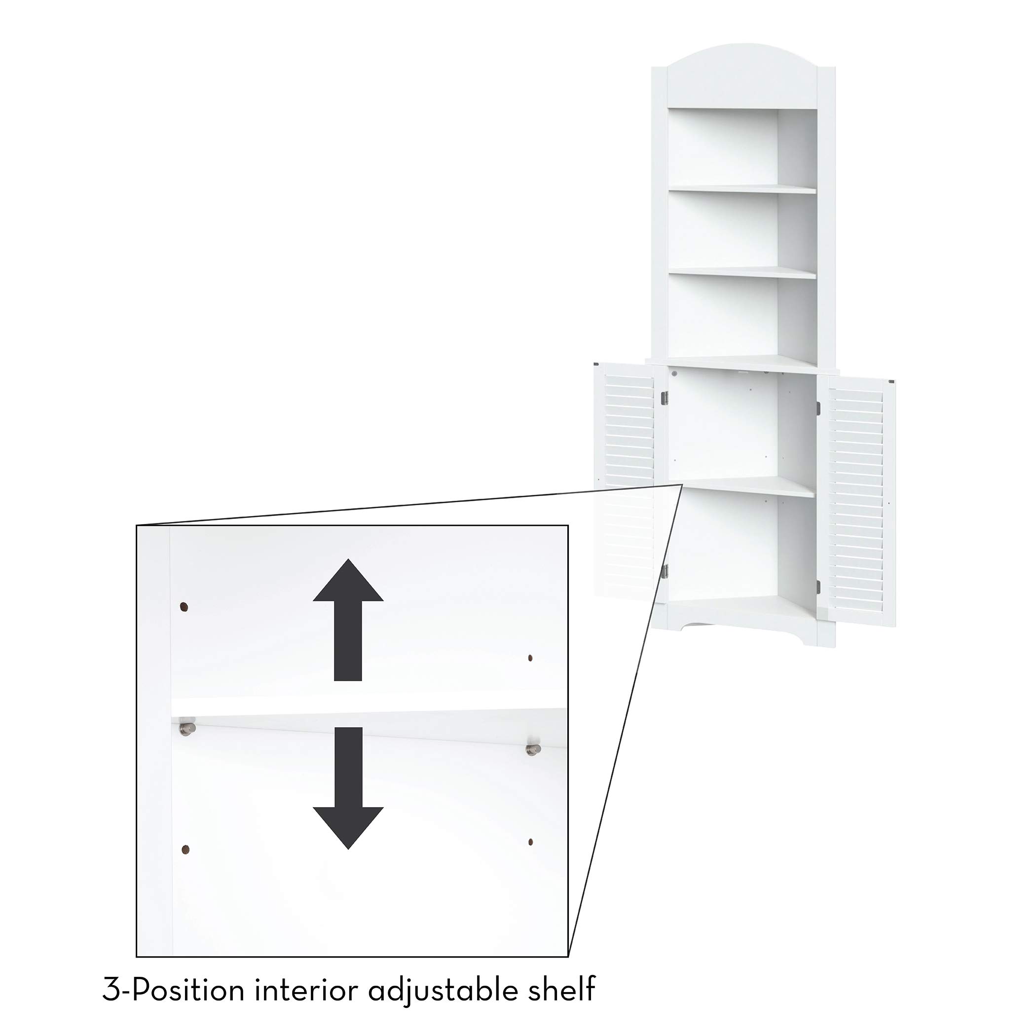 RiverRidge Ellsworth Collection White Tall Corner Cabinet - Storage Solution for Living Room, Bedroom & Home Office