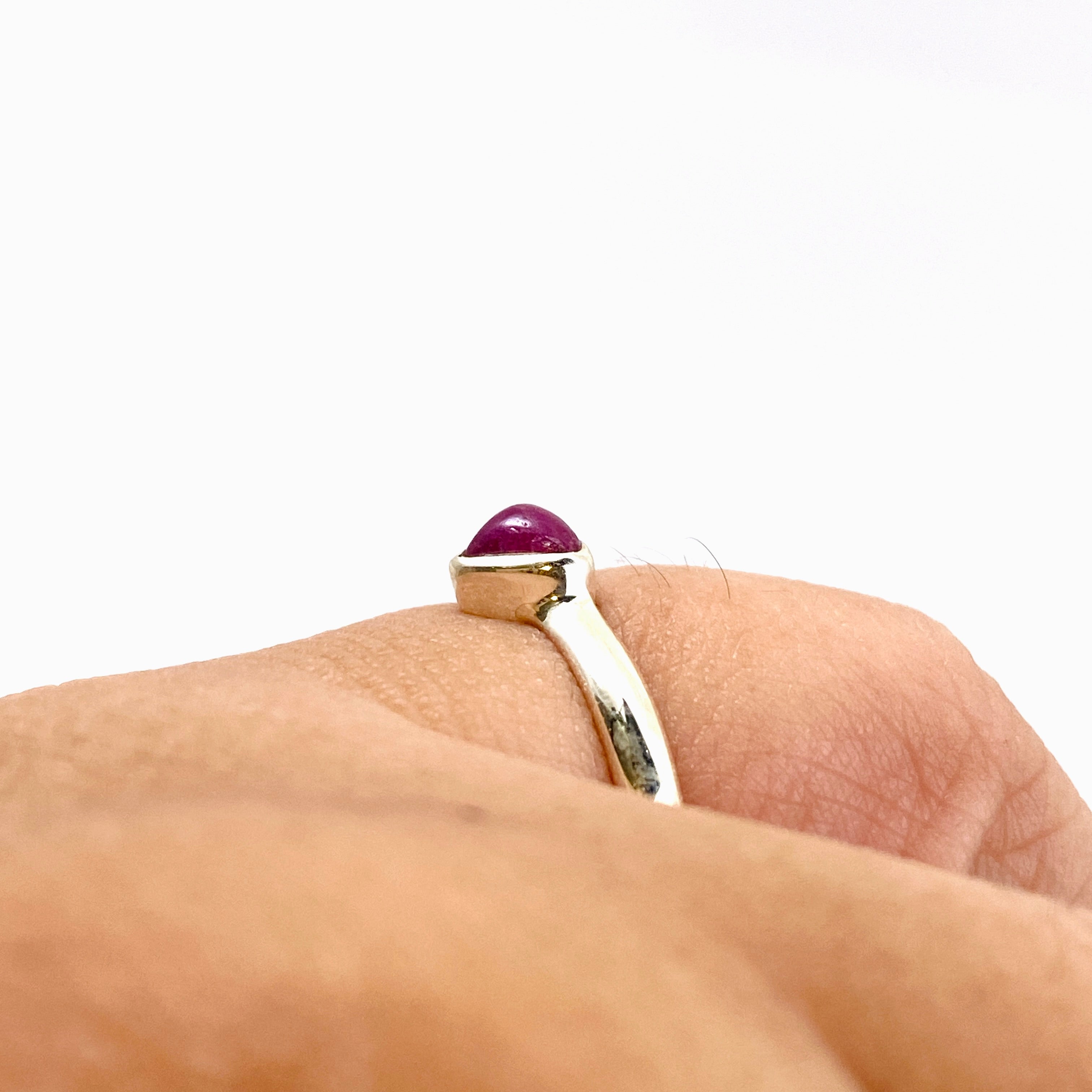 Ruby Heart Cabochon Petite Ring Size 9.5 PRGJ700 - Elegant Sterling Silver Jewelry for Women, Perfect for Valentine's Day Gifts & Romantic Occasions