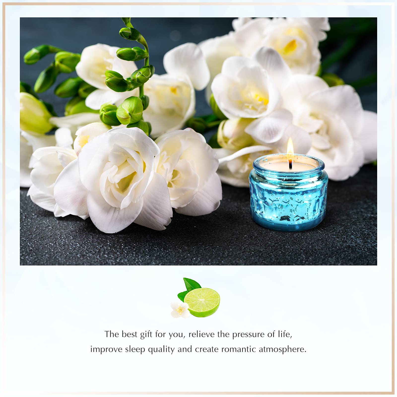 Romantic Sage & Sea Salt Scented Soy Candle with Essential Oils | 100% Natural Smokeless Candle for Sleep & Relaxation | Ambergris Aroma | Perfect for Bedroom, Bath & Meditation Spaces