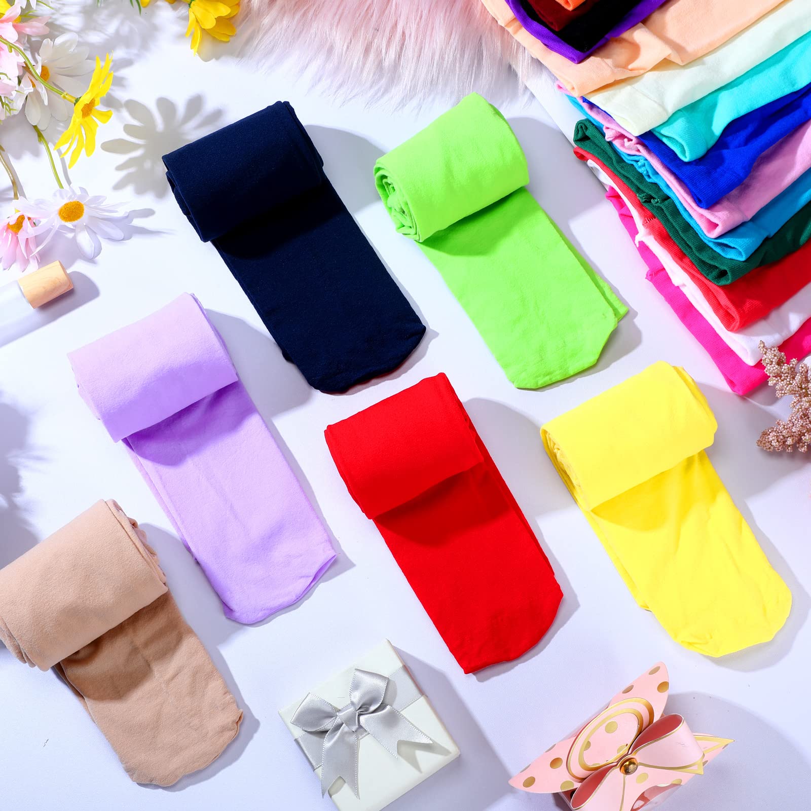 20 Pairs Girls Ballet Tights - Soft Elastic Toddler Dance Footed Tights for Ballet Class, School Uniform & Costume - Bulk Pack for Dance Recitals & Performance Practice