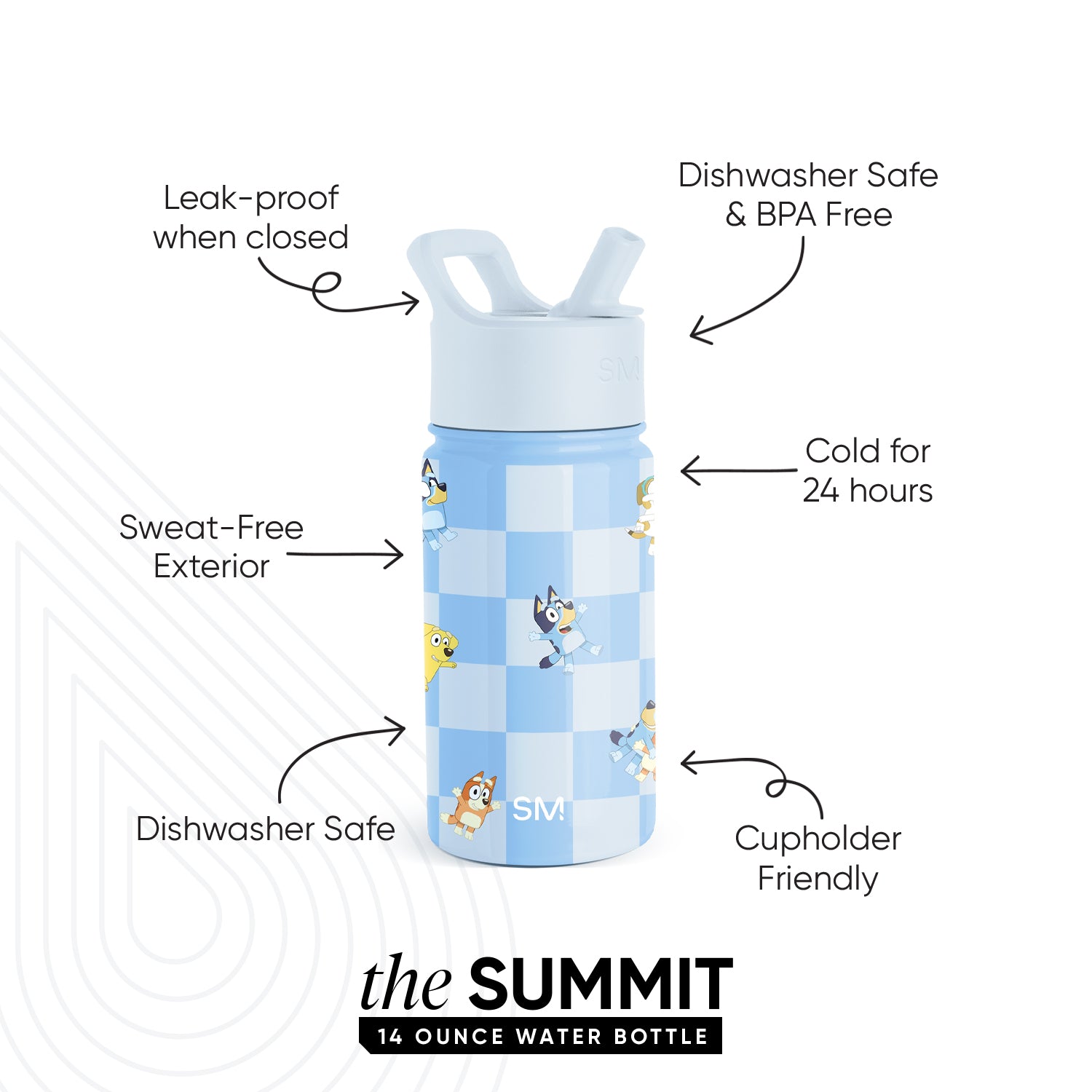 Summit Kids Water Bottle with Straw Lid - BPA Free, Leak Proof, Insulated Stainless Steel Bottle for School, Sports & Outdoor Activities
