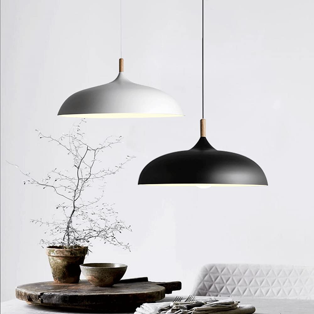 Modern Wooden Pattern E27 Pendant Light - Minimalist Dome Ceiling Lamp for Kitchen Island, Dining Room, Living Room, Bedroom & Coffee Bar | Perfect for Farmhouse, Industrial & Scandinavian Decor Styles