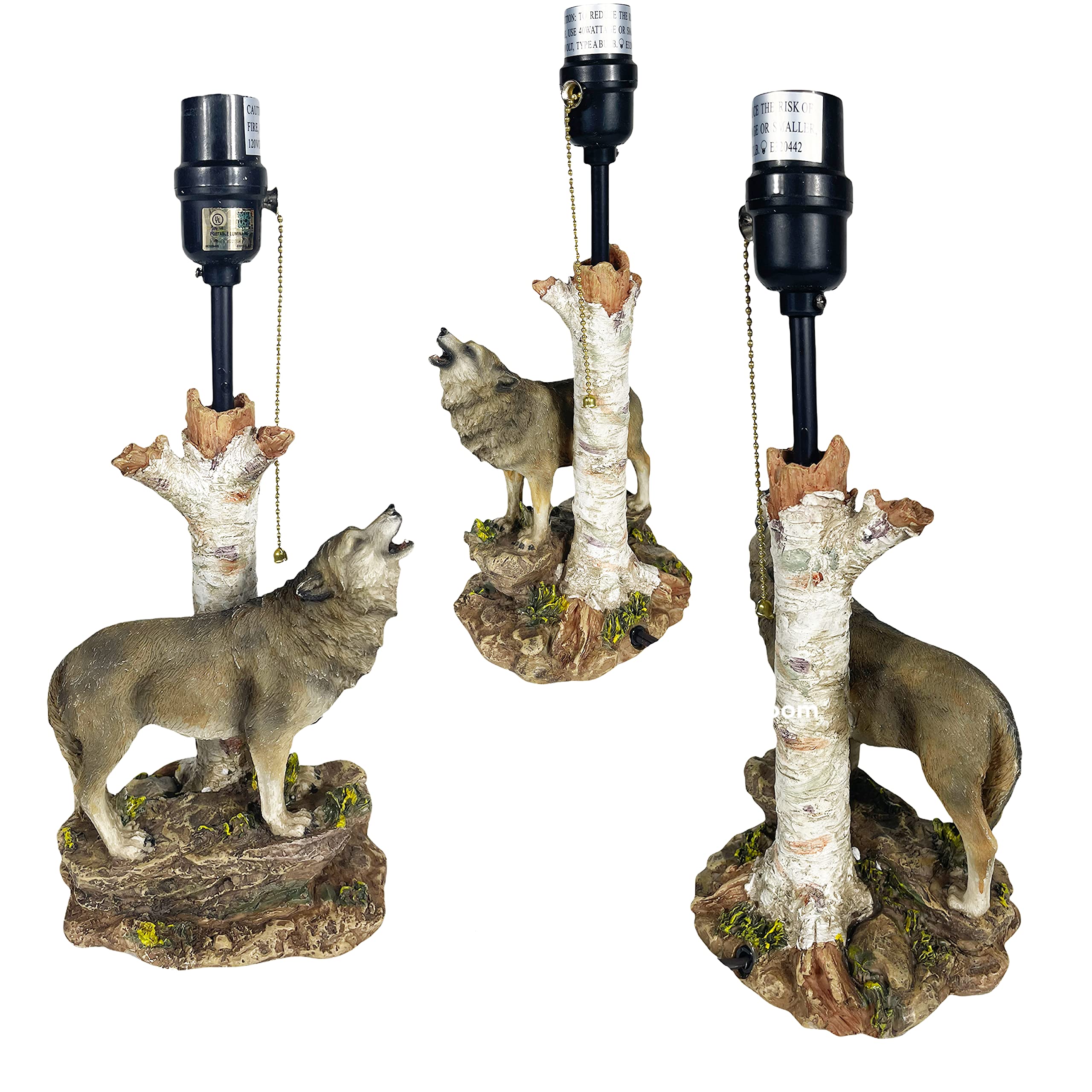 Great White Wolf Cowboy Hunter Rustic Western End Table Lamp - Farmhouse Nightstand & Living Room Accent Light for Bedroom, Office, or Cabin Decor - Perfect for Western-Themed Homes, Hunting Lodges & Ranch Style Interiors