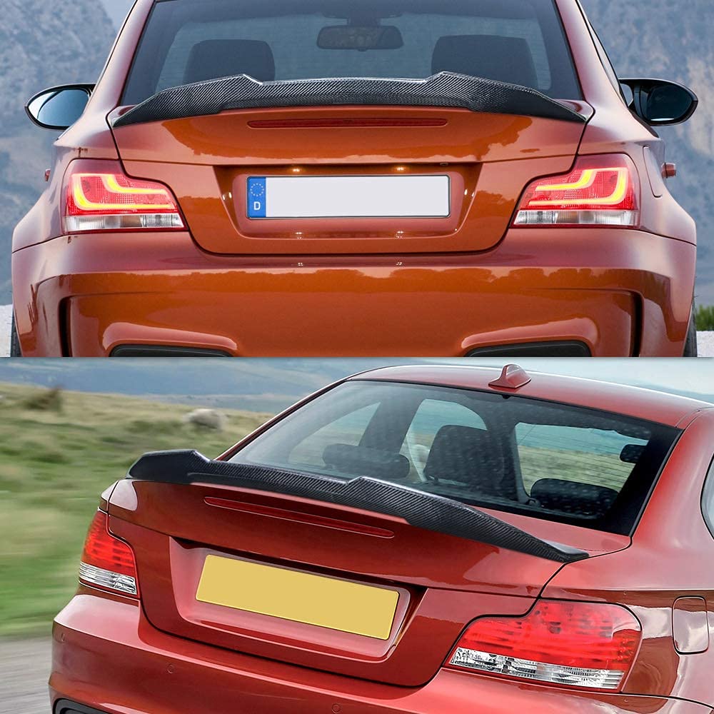 AeroBon Real Carbon Fiber Trunk Spoiler for 2008-2013 BMW 1 Series E82 & 1M Coupe | H-Style Rear Wing | High-Gloss Finish | Easy Installation | Enhance Sporty Look & Aerodynamics for Street Racing & Car Shows