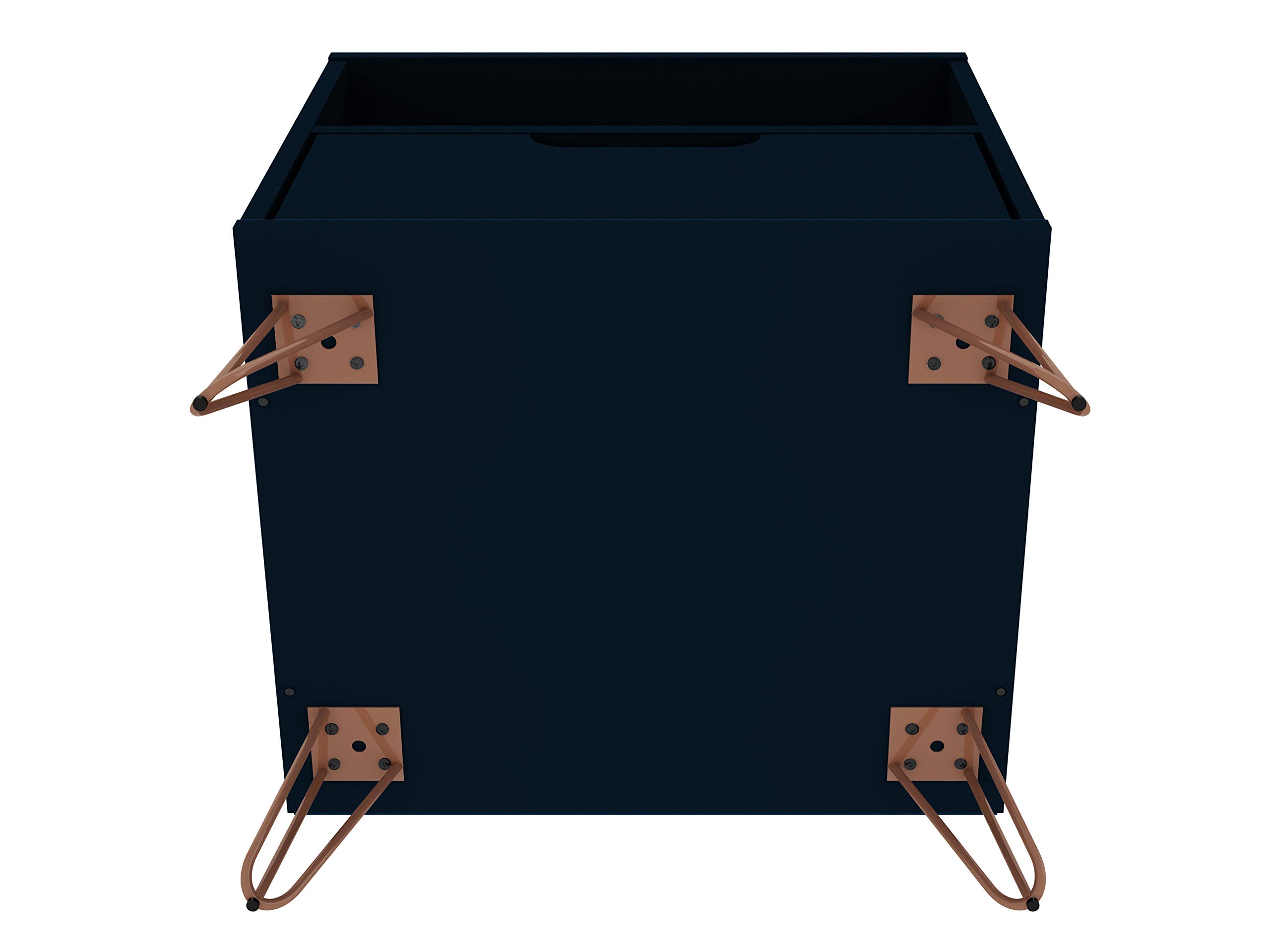 Mid Century Modern Nightstand with Drawer & Cubby - Minimalist Bedside Table for Bedroom & Living Room - Storage Organizer Display Shelf - Midnight Blue - Perfect for Small Spaces & Apartment Decor