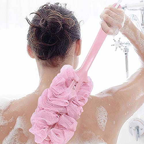 Hell's Kitchen Bath Brush for Body - Long Handle Shower Brush with Soft Nylon Net Loofah, Exfoliating Back Scrubber for Deep Cleansing & Relaxing Massage | Perfect for Spa, Shower & Bath Time Self-Care
