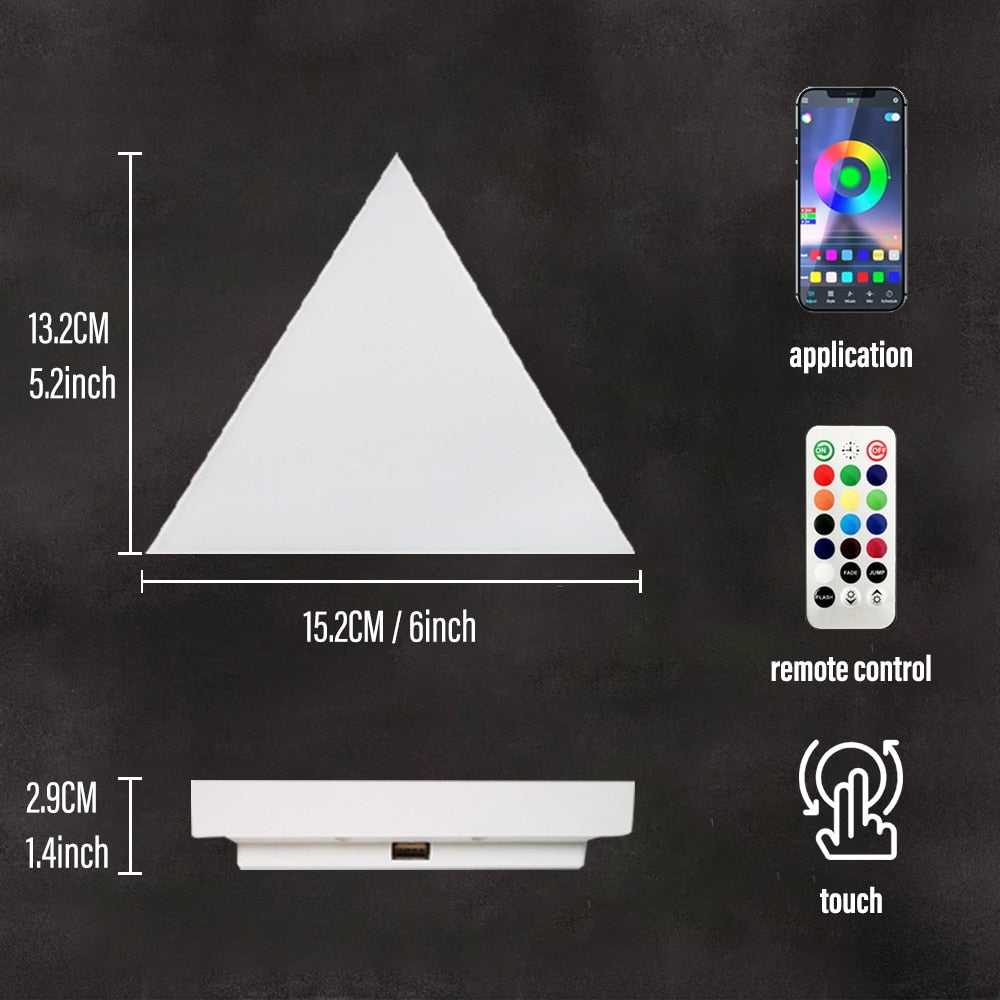 Professional Triangle LED Light Panels with App & Remote Control - RGB Gaming Lights for PC Setup, Streaming Studio & Home Decor