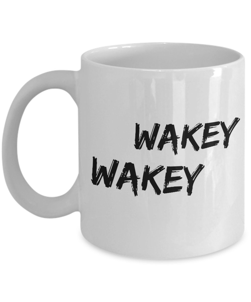 Funny Wakey Wakey Coffee Mug 11oz - Novelty Gift for Women, Men, Wife, Husband, Coworker & Friends - Perfect for Office, Home & Holiday Gifting