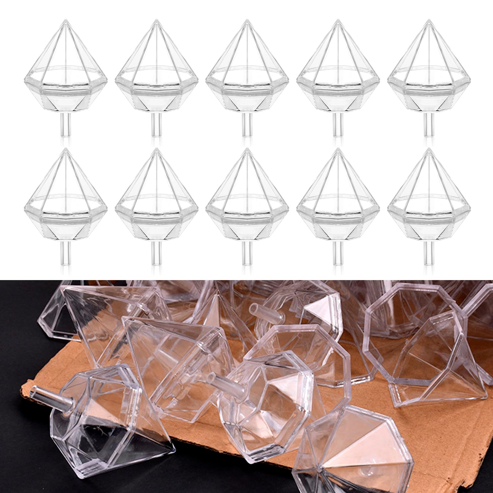 80pcs Clear Diamond Chocolate Cups - Plastic Candy Truffle Holders for Bouquet, Wedding, Birthday Party & Graduation Decor | Perfect for DIY Chocolate Arrangements & Gift Packaging