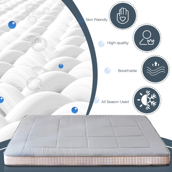 MAXYOYO Japanese Floor Mattress - Extra Thick Padded Tatami Mat for Sleeping & Lounging, Grey Style | Perfect for Guest Beds, Meditation, Yoga & Small Space Living