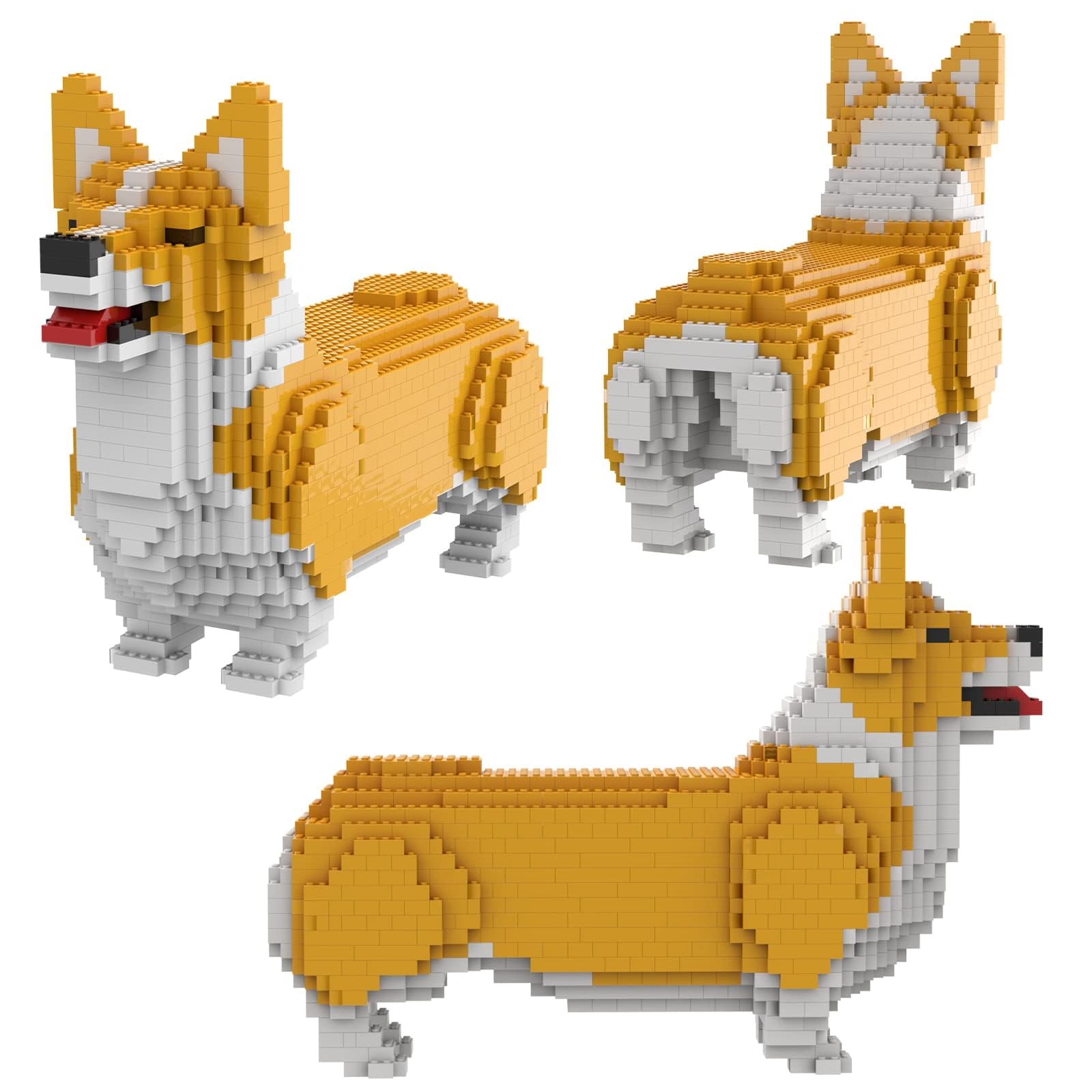 **1520PCS DIY 3D Dog Building Blocks Set - 1:1 Life-Size Corgi Model, Animal Block Toy for Kids & Adults | Creative Gift for Pet Lovers, Home Decor & Educational STEM Play**