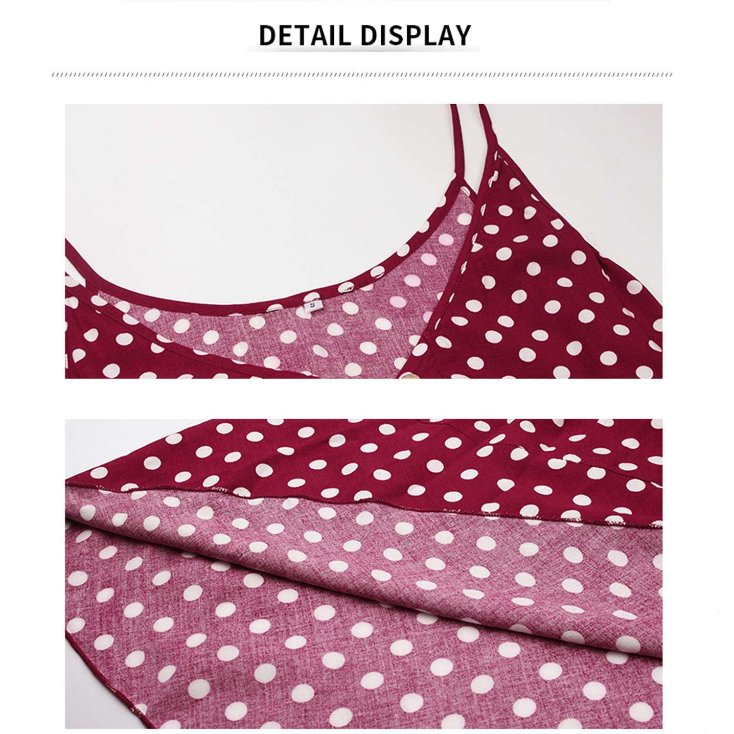 BROVAVE Women's 2025 Summer Casual Boho Sundress - Polka Dot Spaghetti Strap V-Neck Flowy Midi Dress for Beach, Vacation & Outdoor Parties | Lightweight & Comfortable
