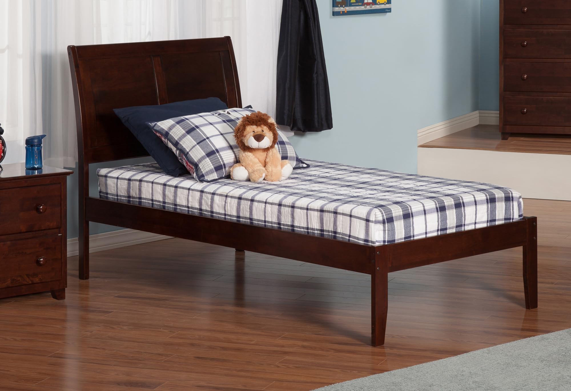 AFI Portland Twin Platform Bed with USB Charger - Solid Walnut Wood Frame, Modern Minimalist Design for Small Spaces - Perfect for Kids Rooms, Guest Bedrooms & Studio Apartments