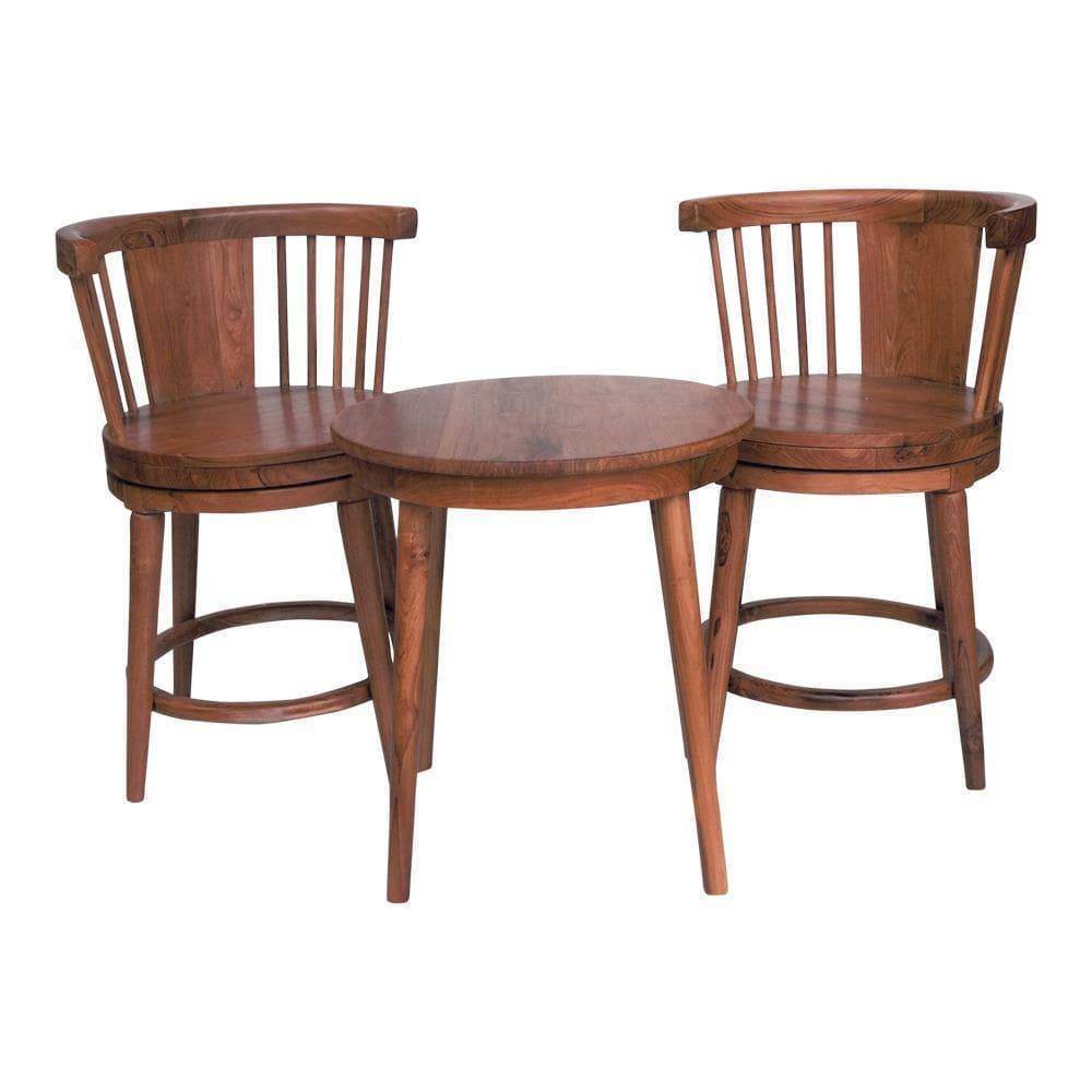 Premium Iona Teak Wood Tea Set with Swivel Chairs - Elegant Outdoor Patio Furniture for Garden, Balcony & Poolside Relaxation